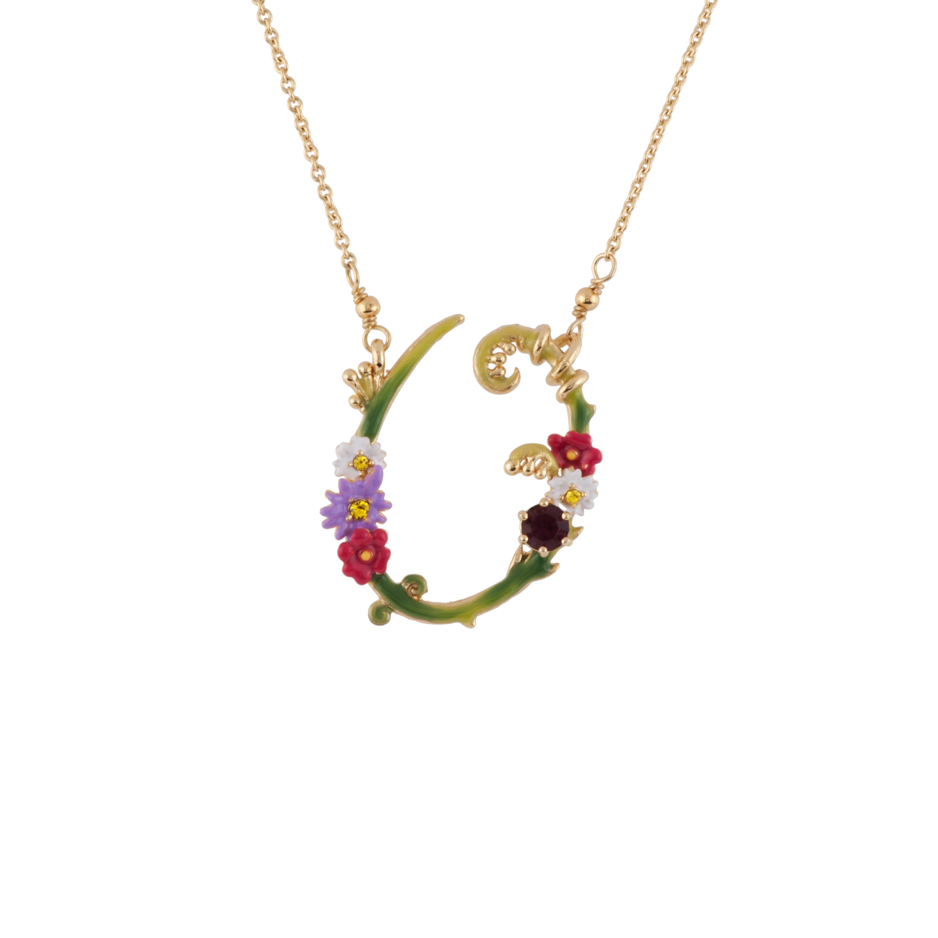 Collier lettre florale O