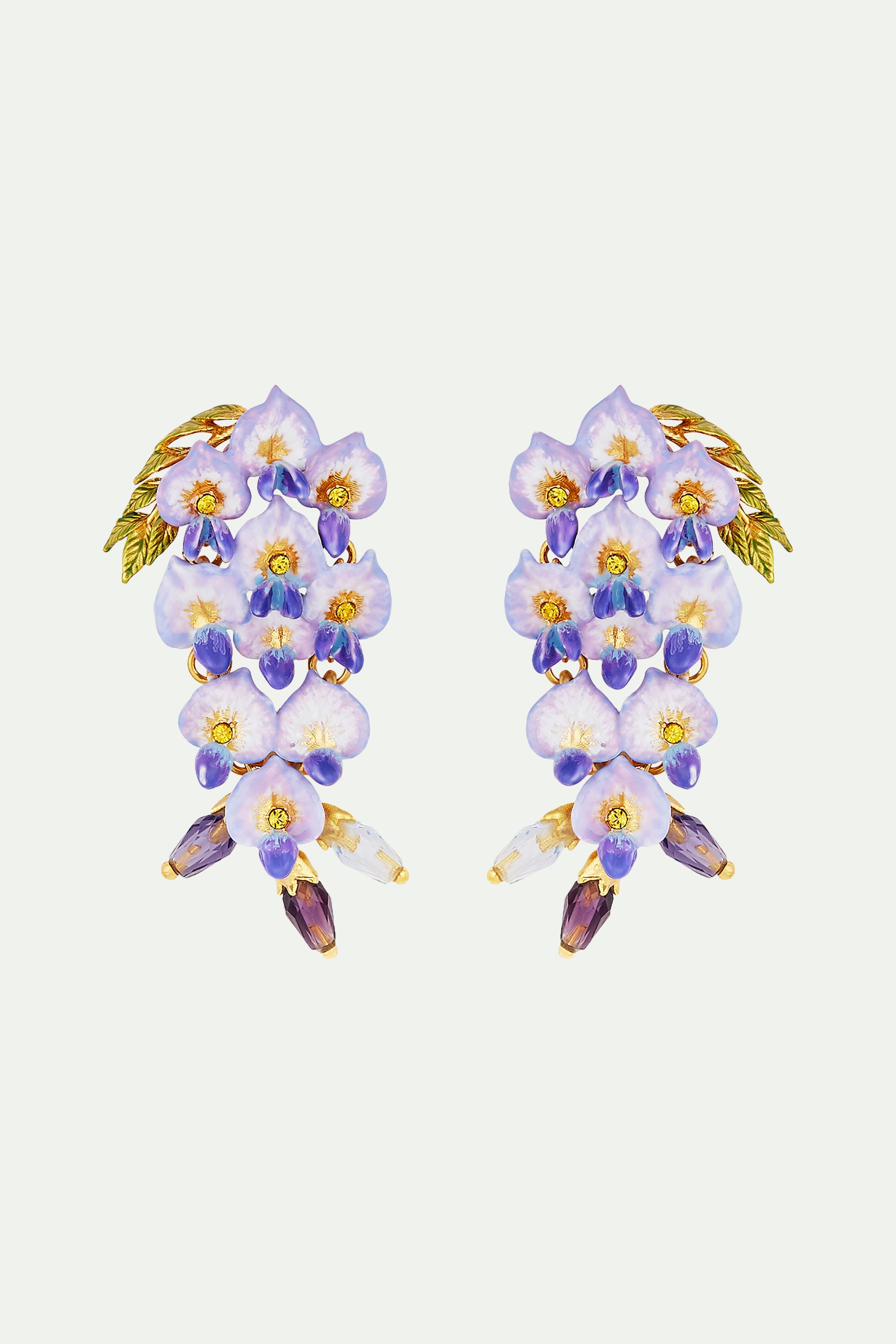 Wisteria Flower Dangling Post Earrings