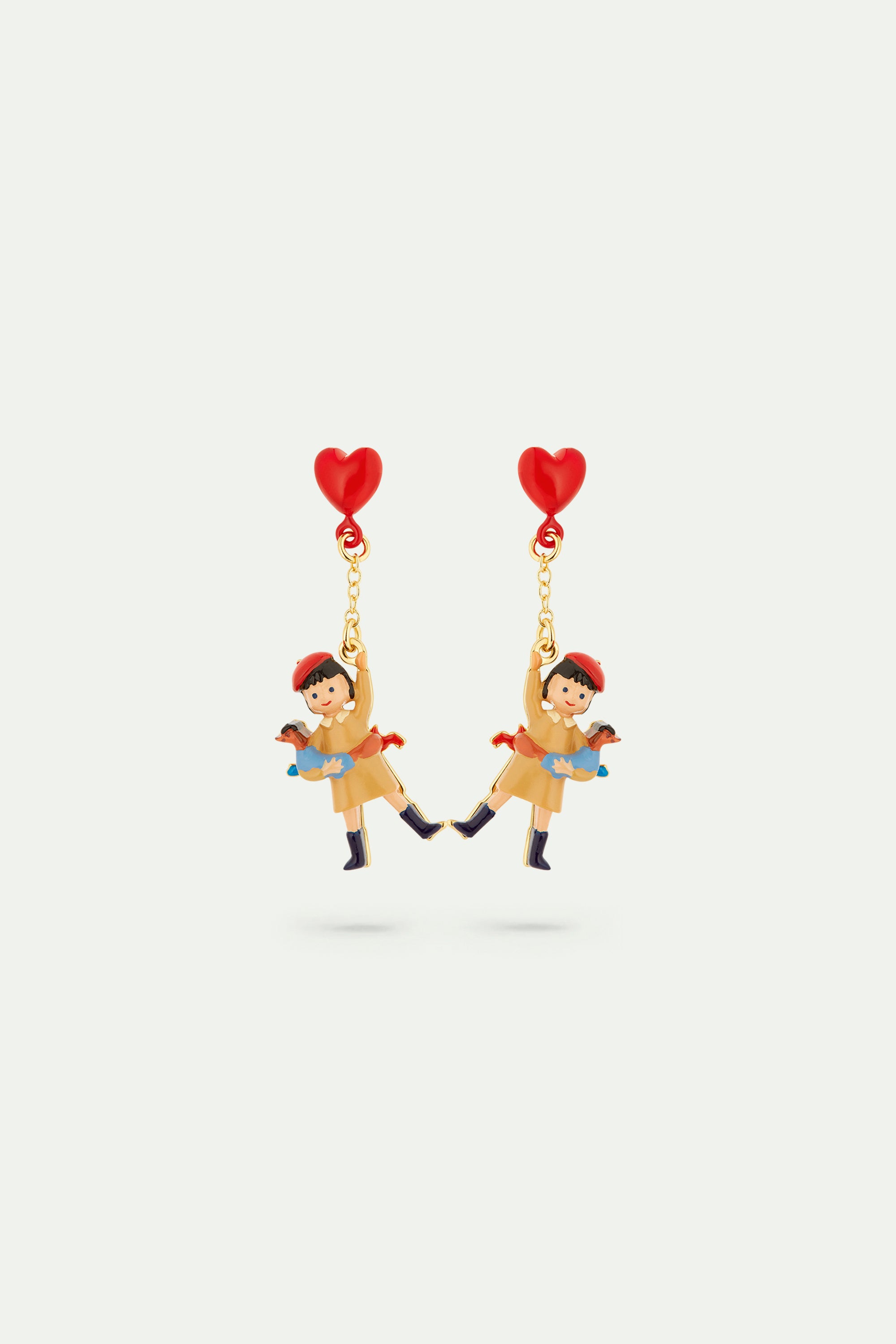 Little girl, dachshund and inflatable heart balloon earrings