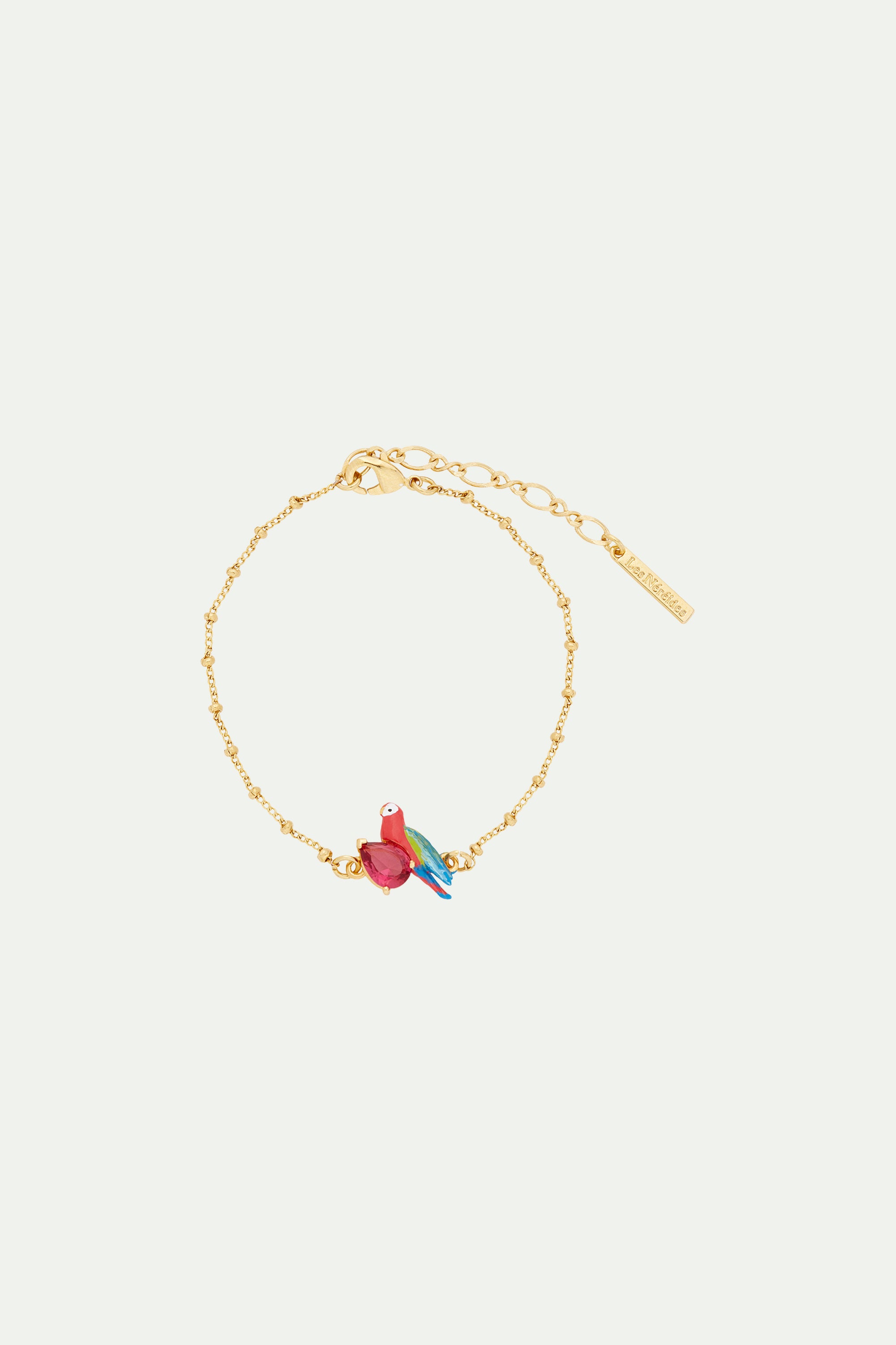 Parrot and faceted glass thin bracelet