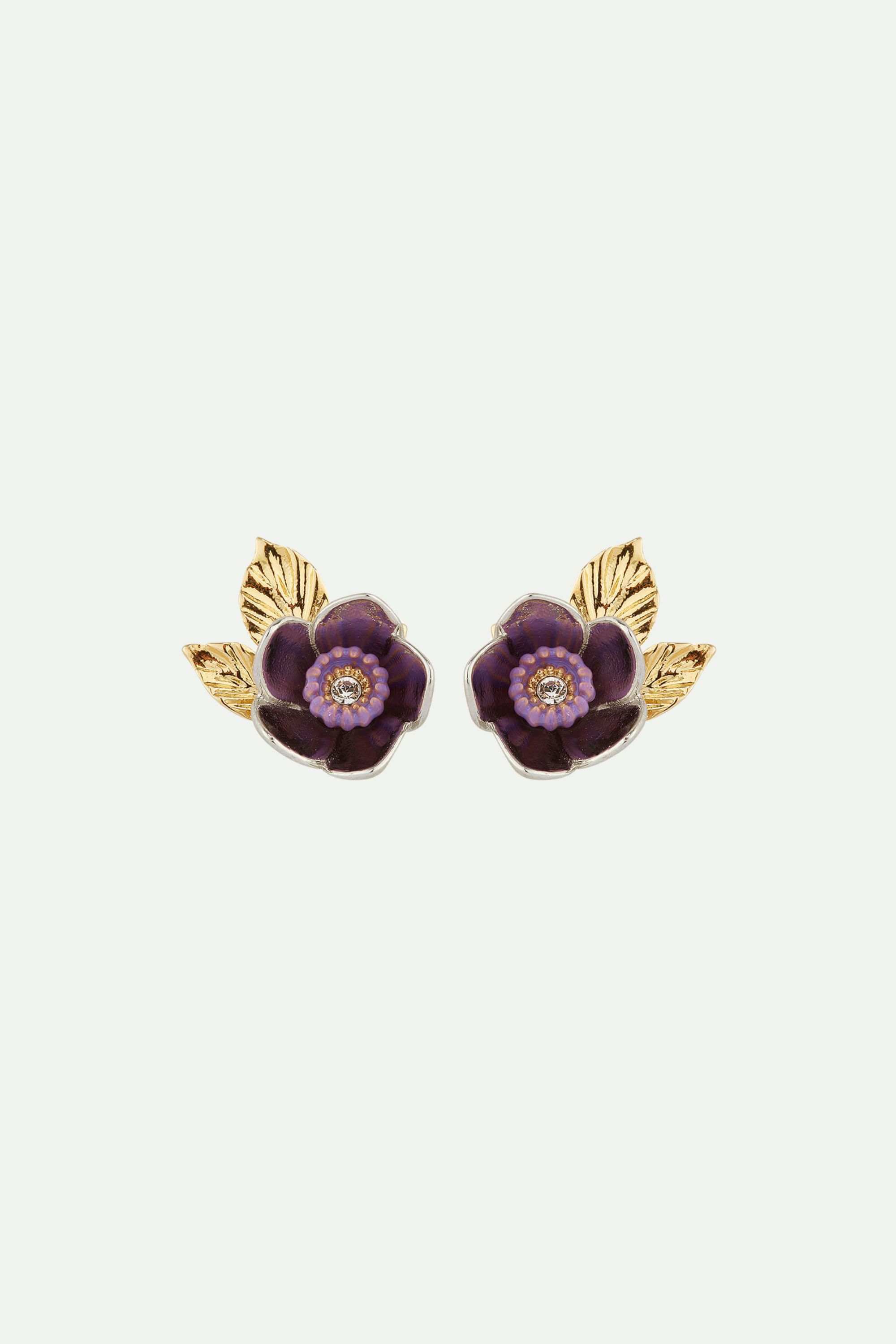 Passionflower and foliage earrings