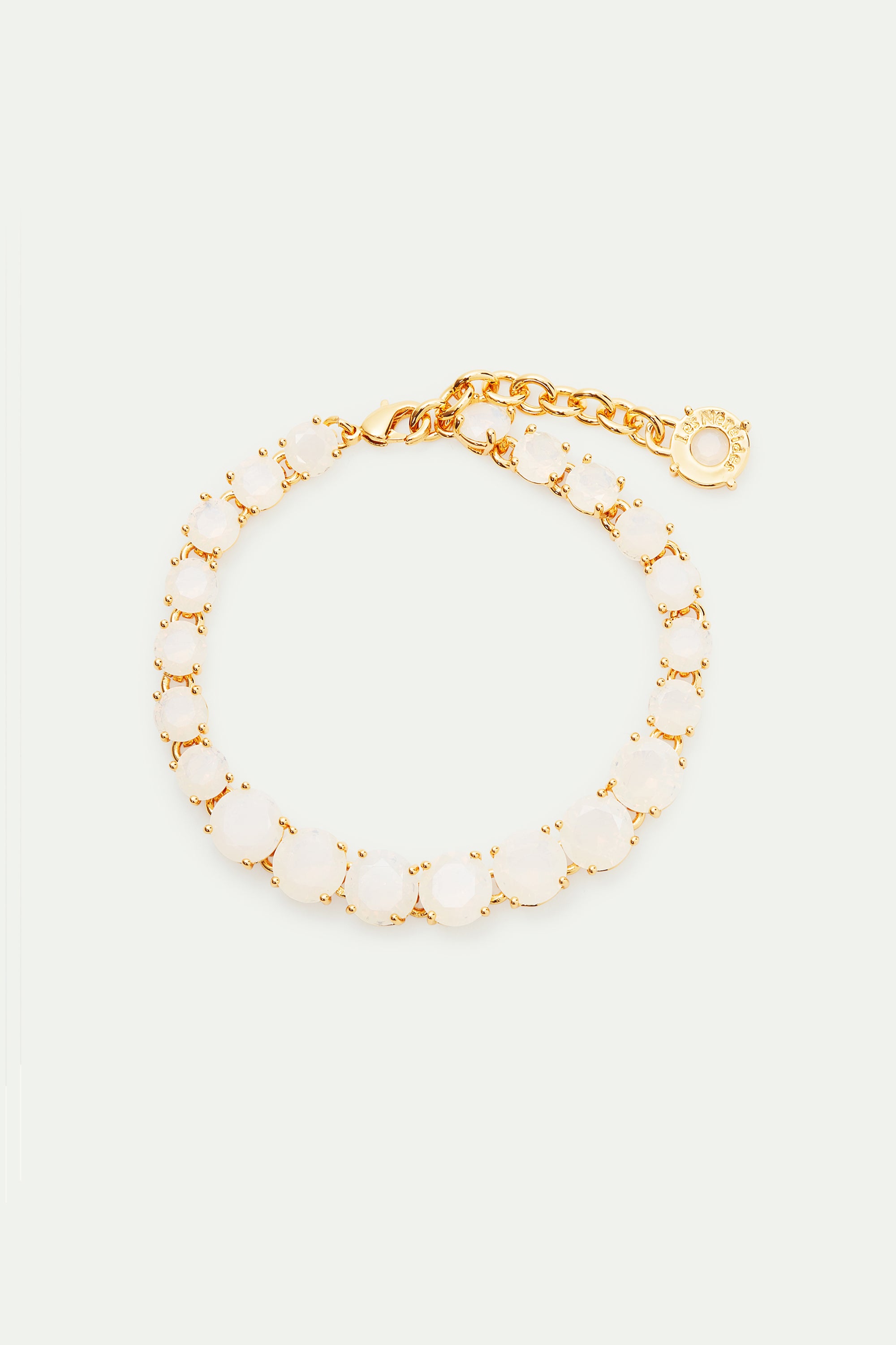 Luxury Opalescent white Diamantine stone single row bracelet