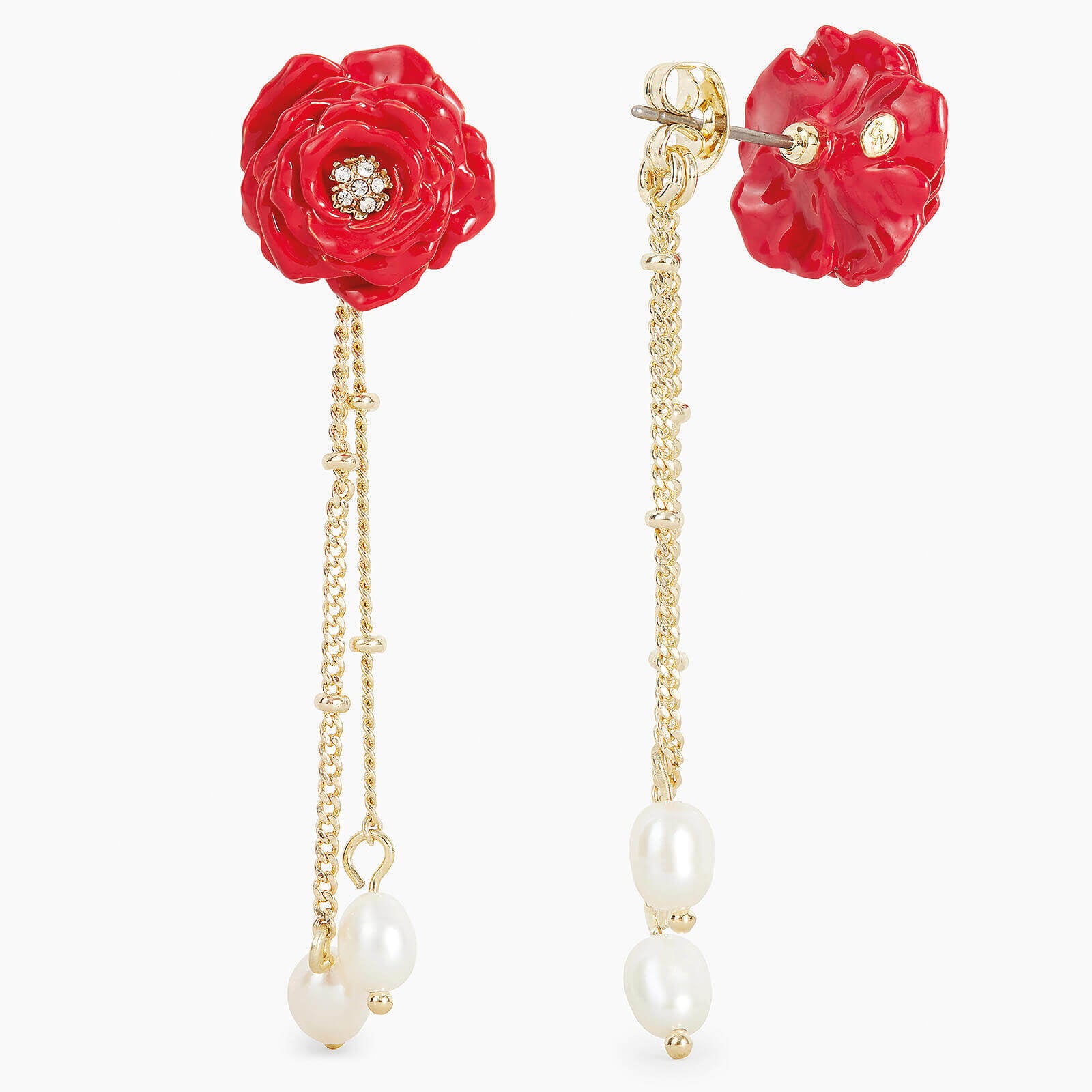 Boucles d'Oreilles Tiges Rose Rouge