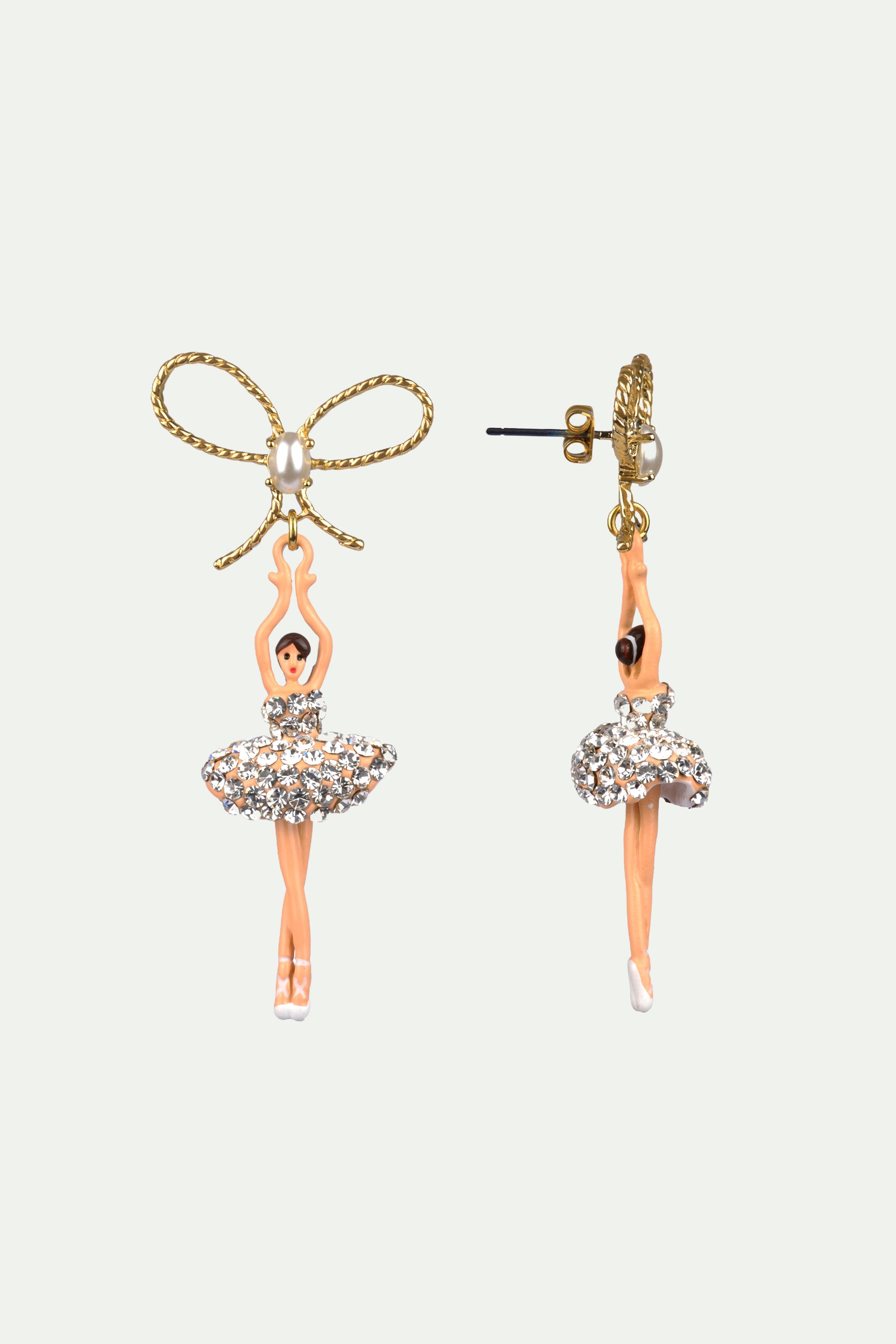 Clip on earrings with crystal star ballerinas