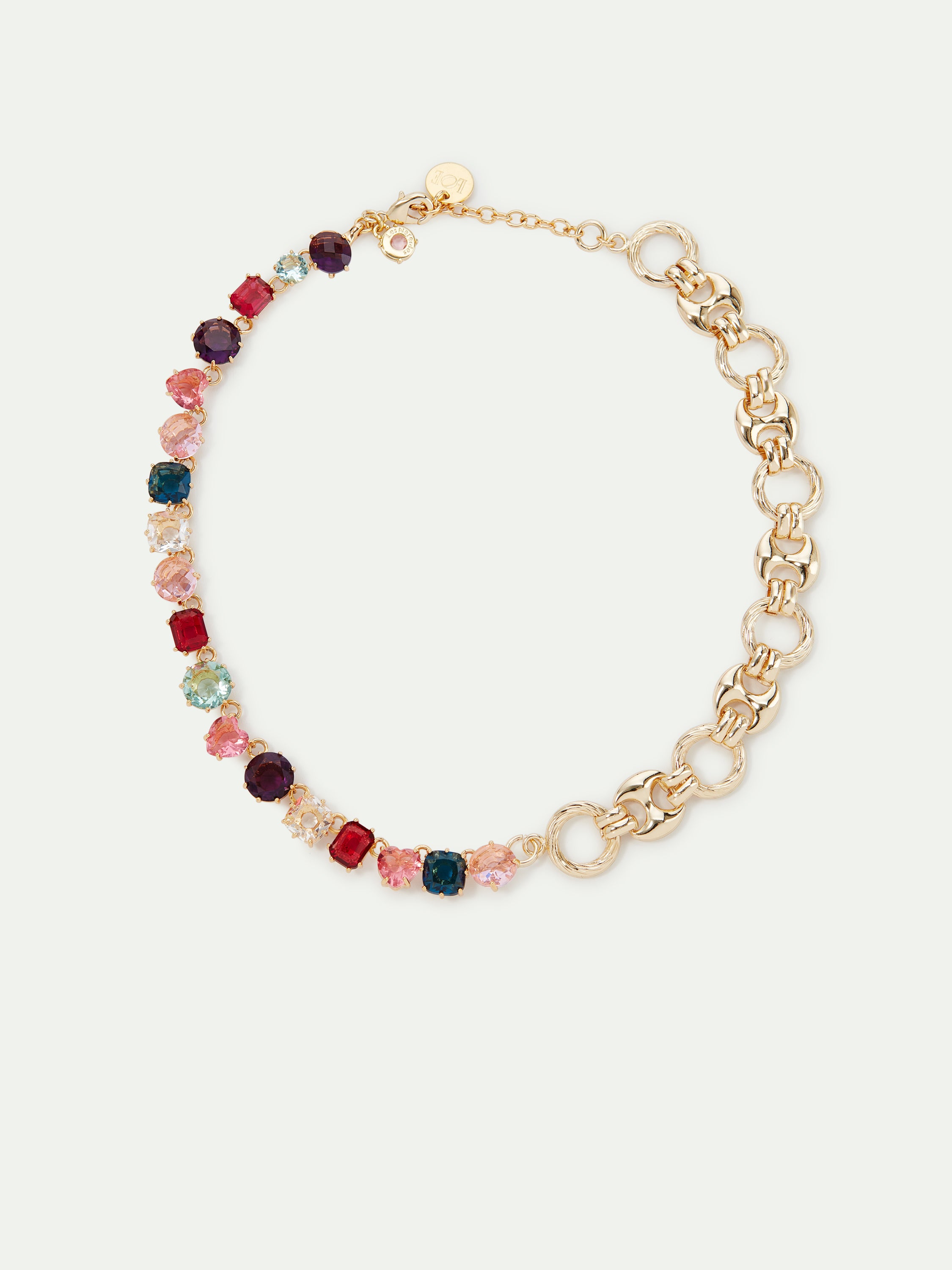 Colourful Diamantine and chain choker necklace