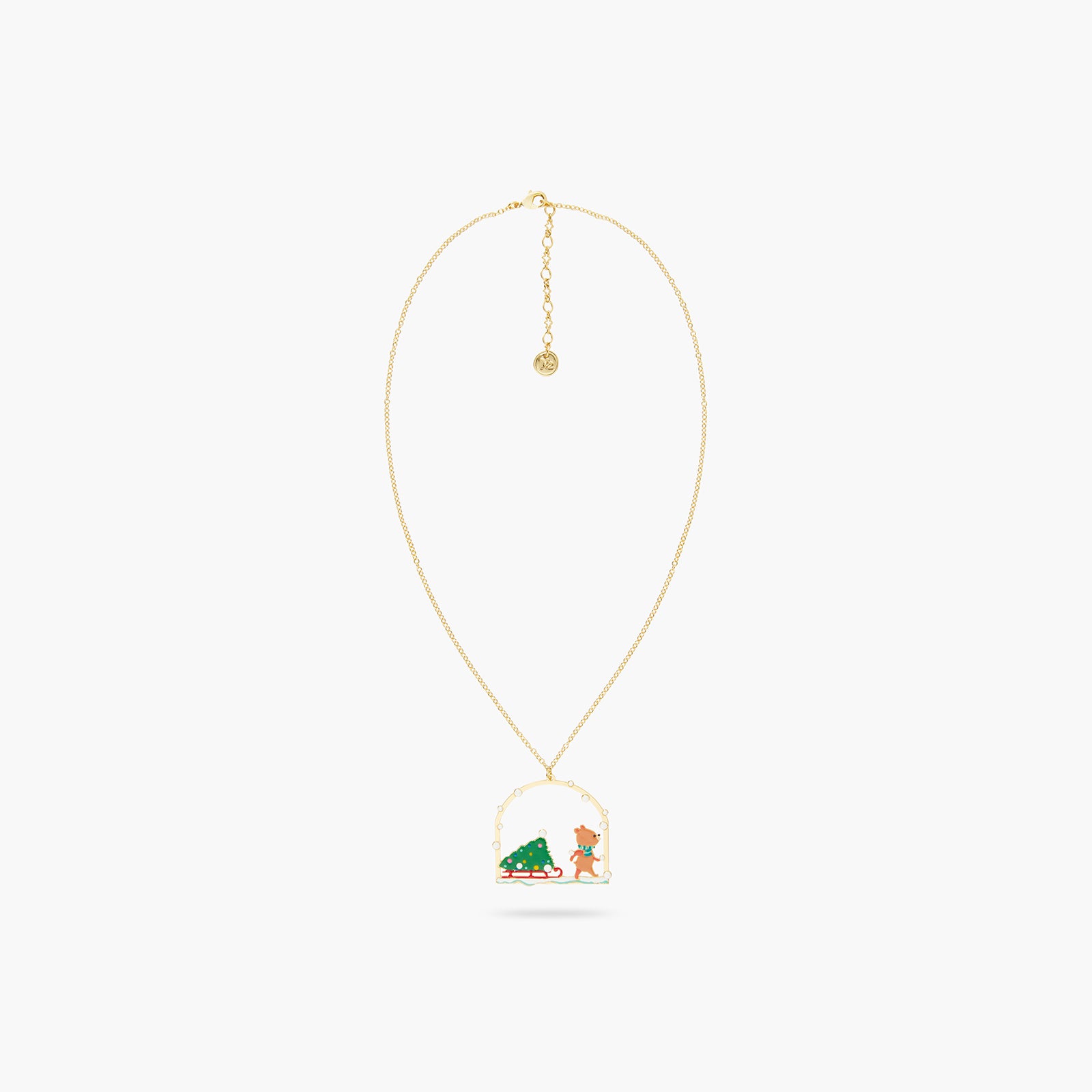 Christmas tree and cuddly bear Pendant necklace