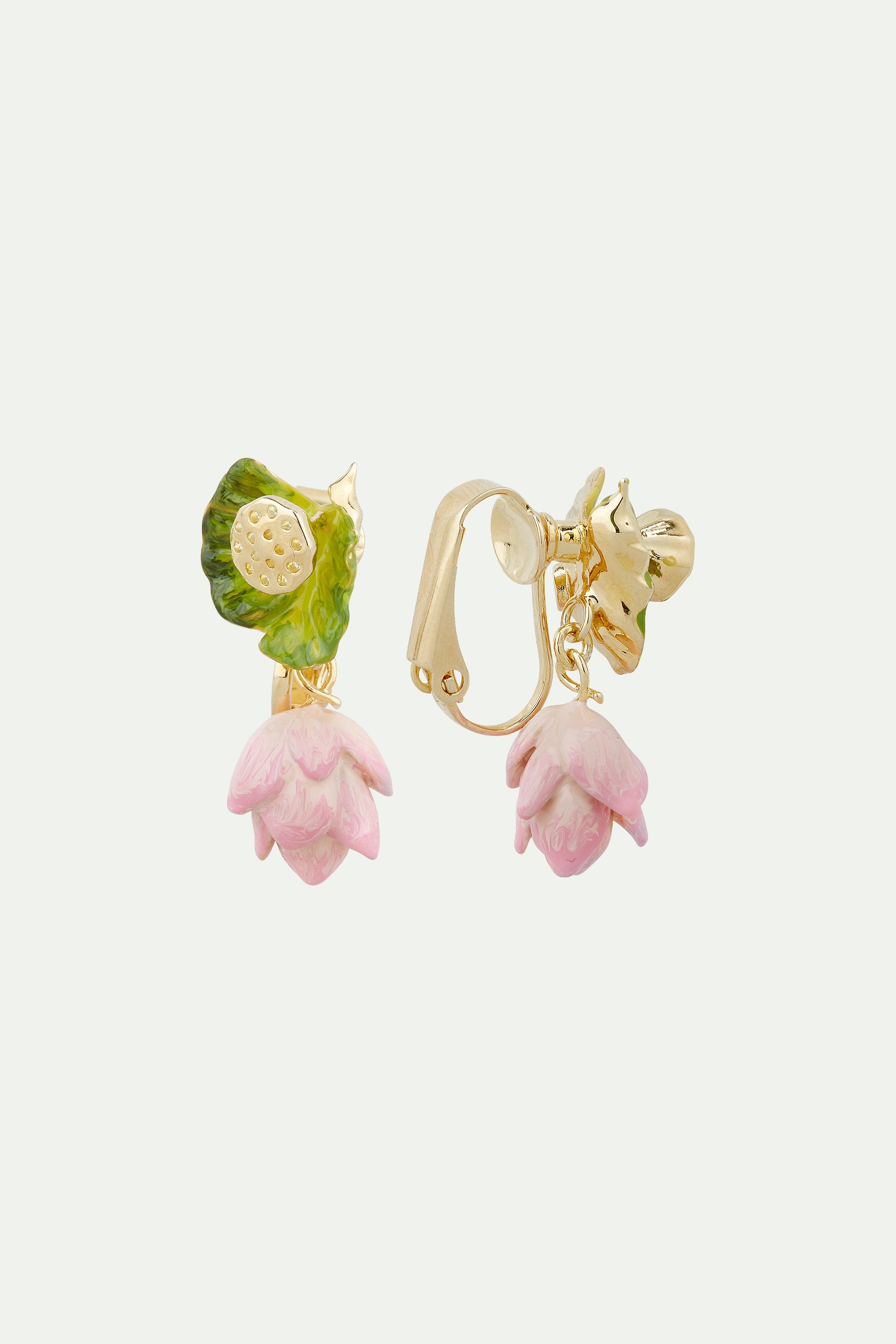 Boucles d'Oreilles Tiges Fleur de Lotus et Nénuphar