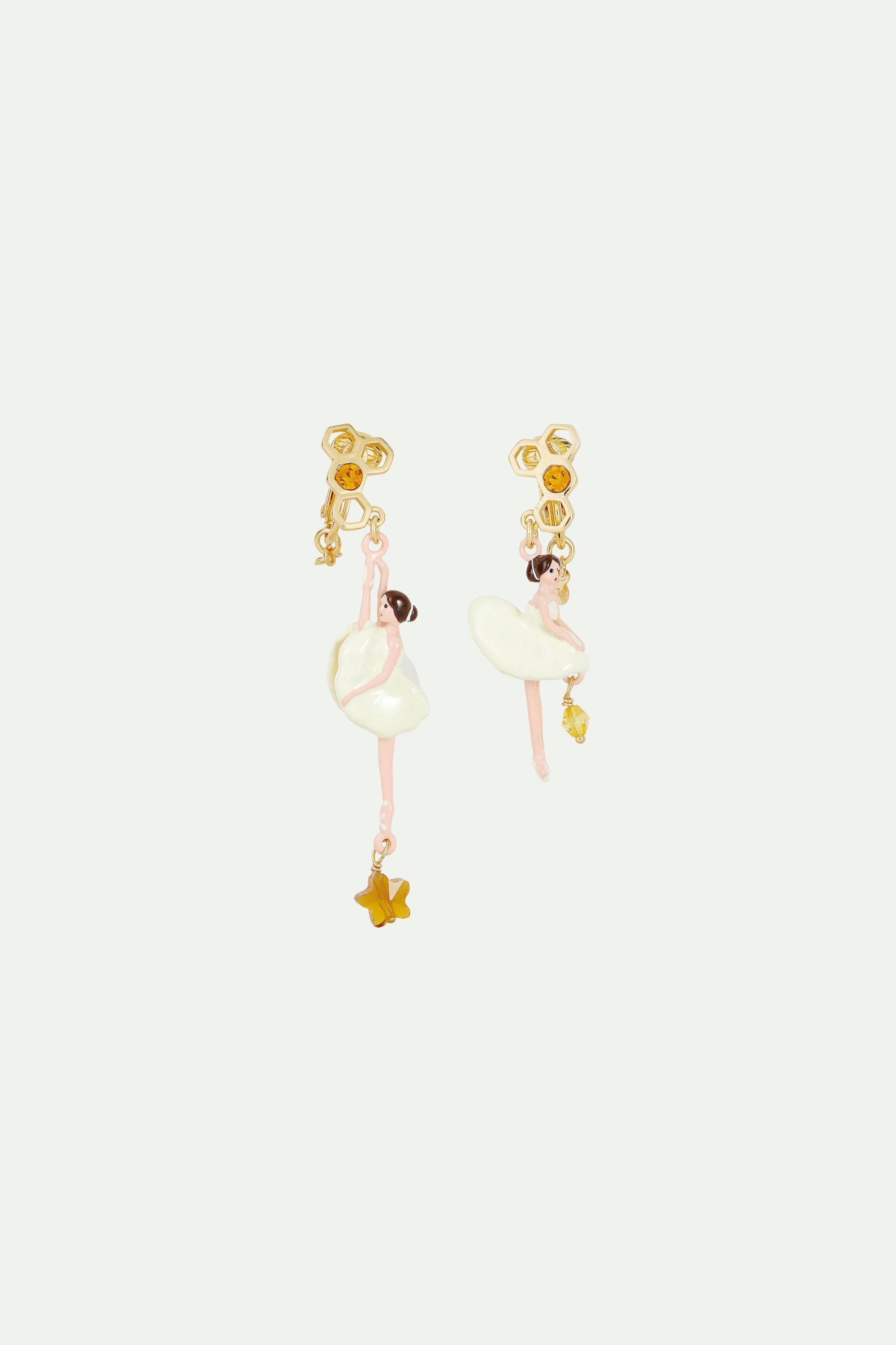 Boucles d'oreilles tiges pas de deux Ruche strass scintillants