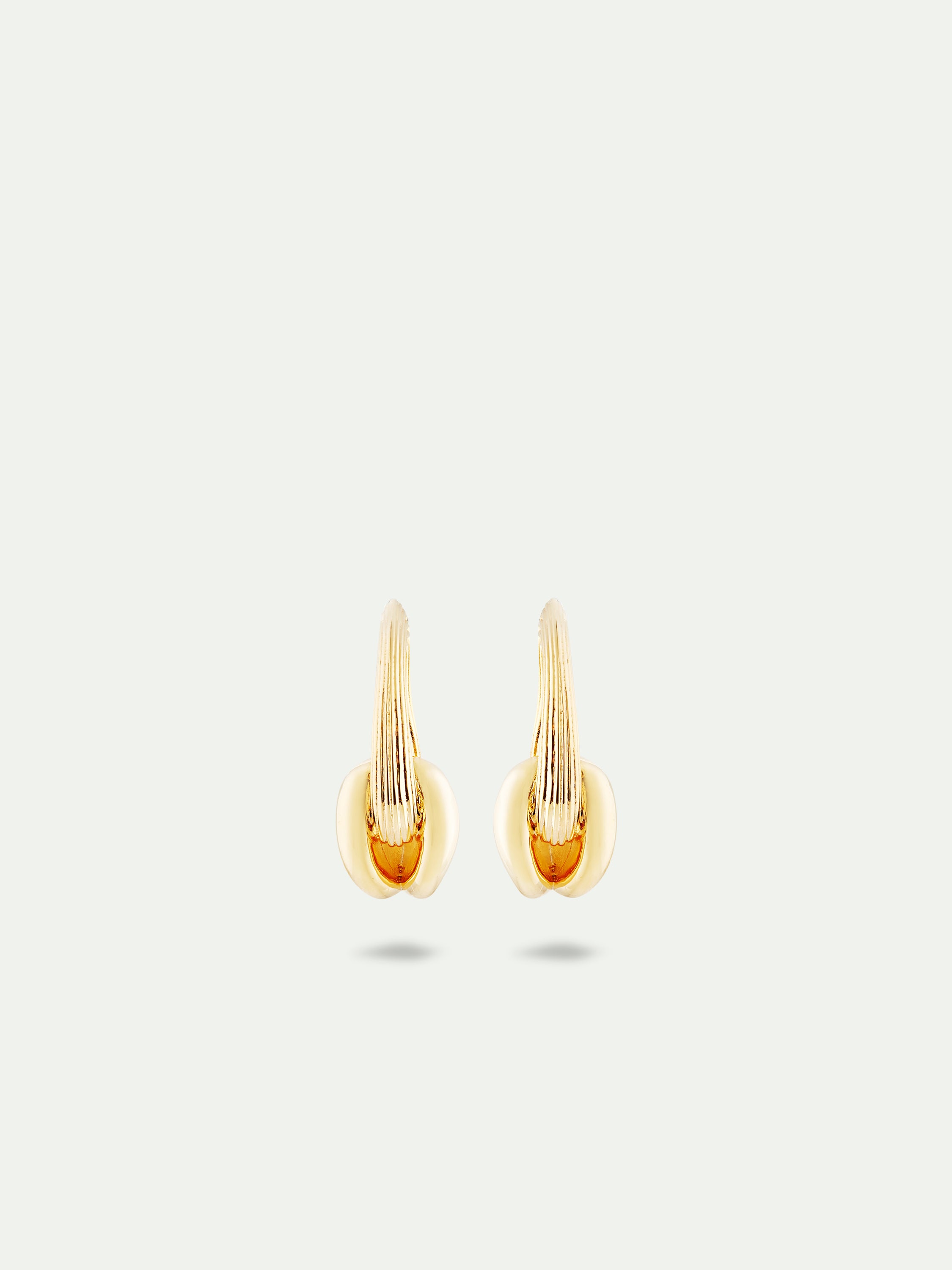 Gold and faceted glass hoop earrings