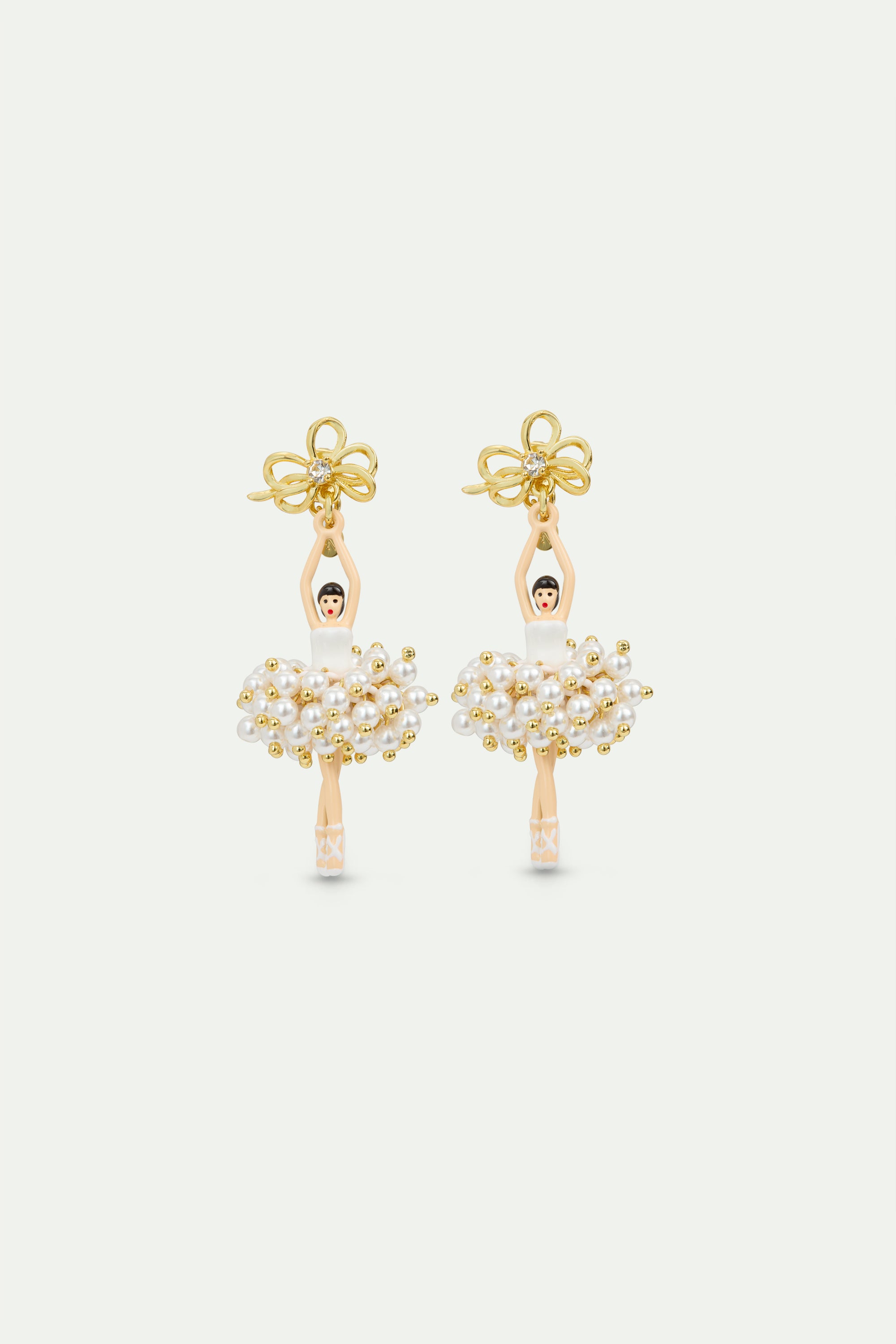 Pendientes Bailarina blanca y dorada