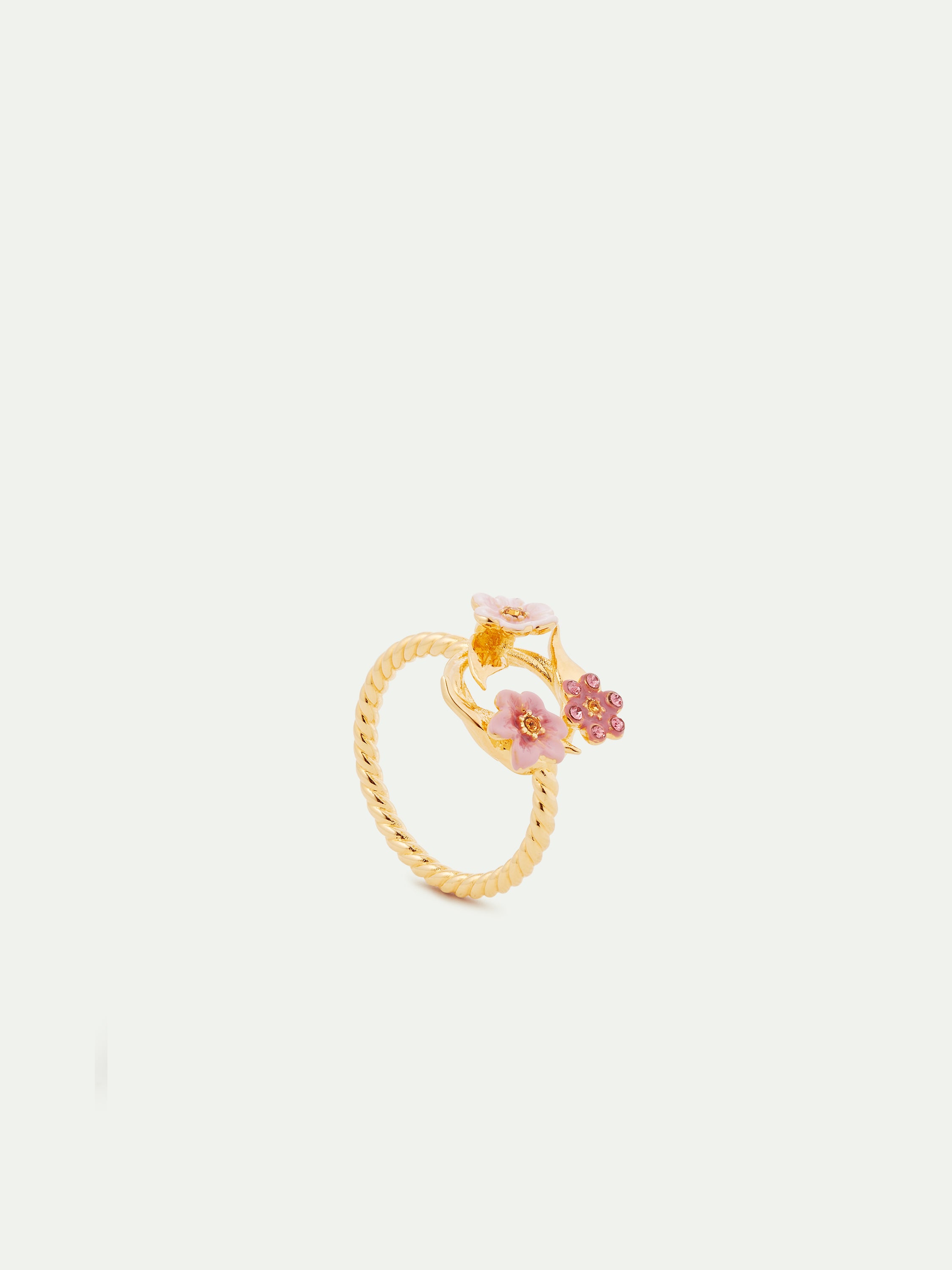 Bague fine couronne de fleurs de jasmins roses