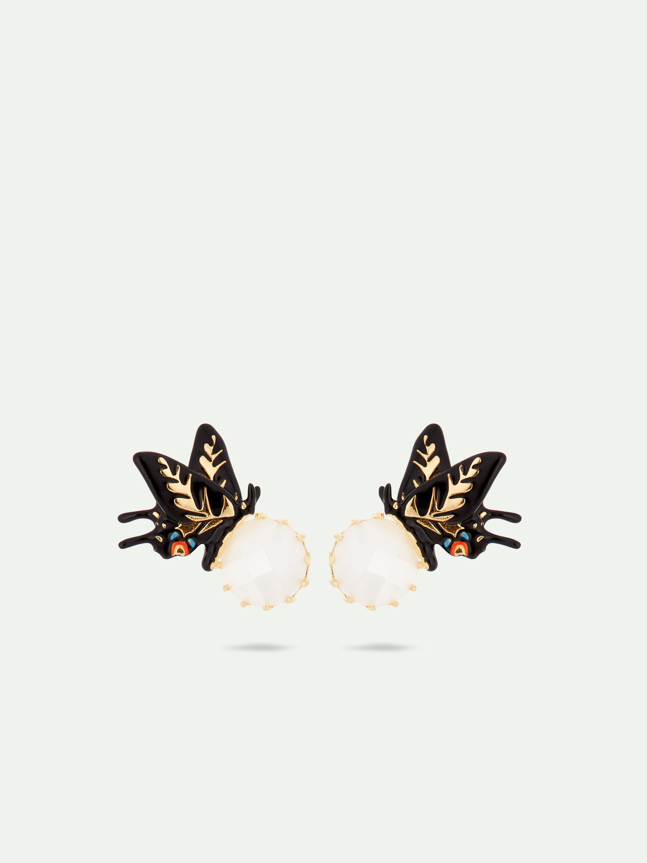 Boucles d'oreilles tiges papillon et verre facetté