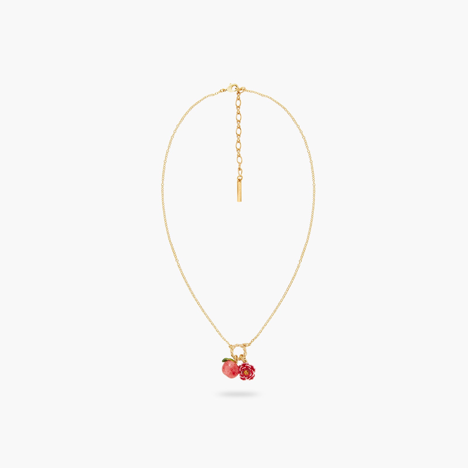 Collier Pendentif Pêche et Fleur de Pêcher