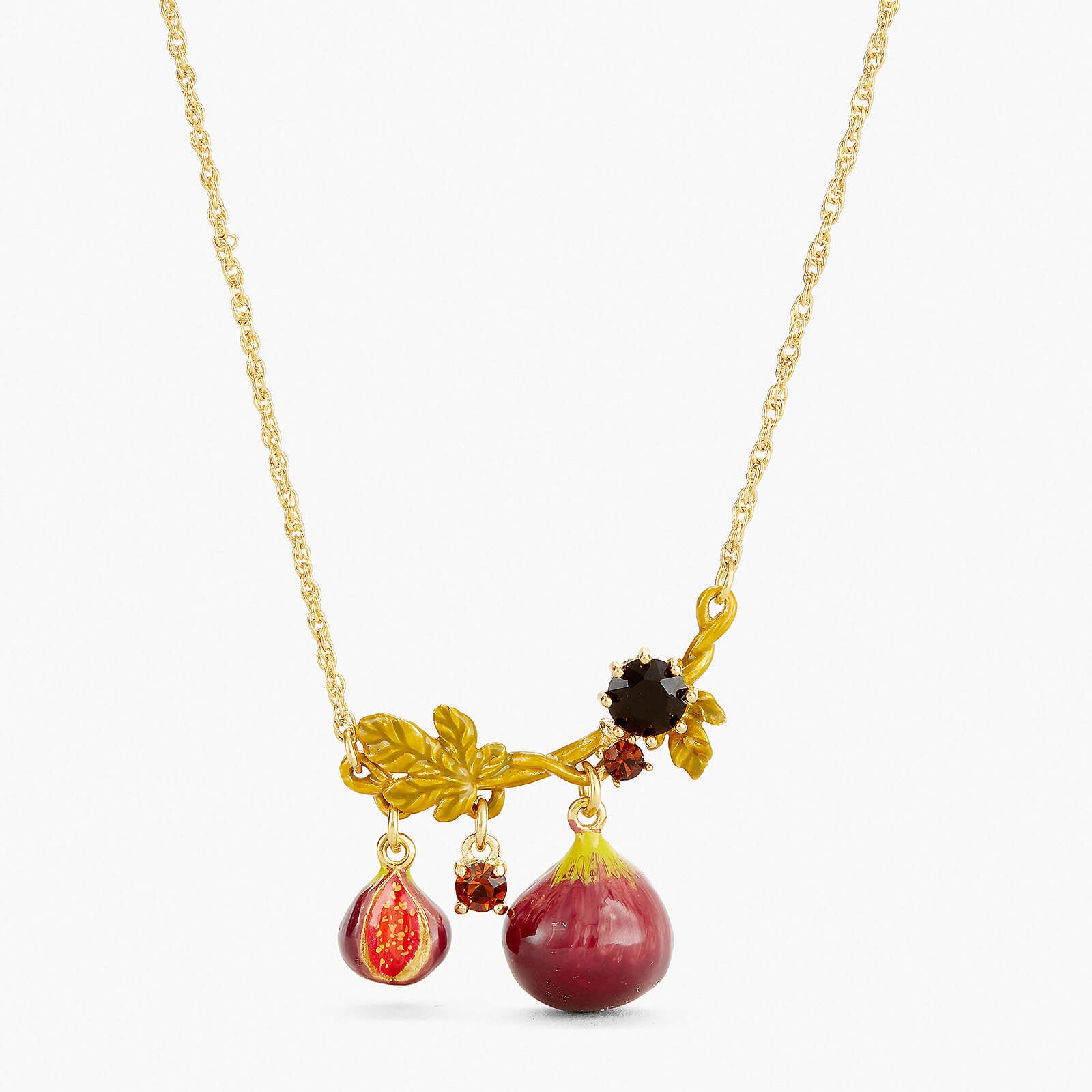 Collier pendentif figues et feuillage