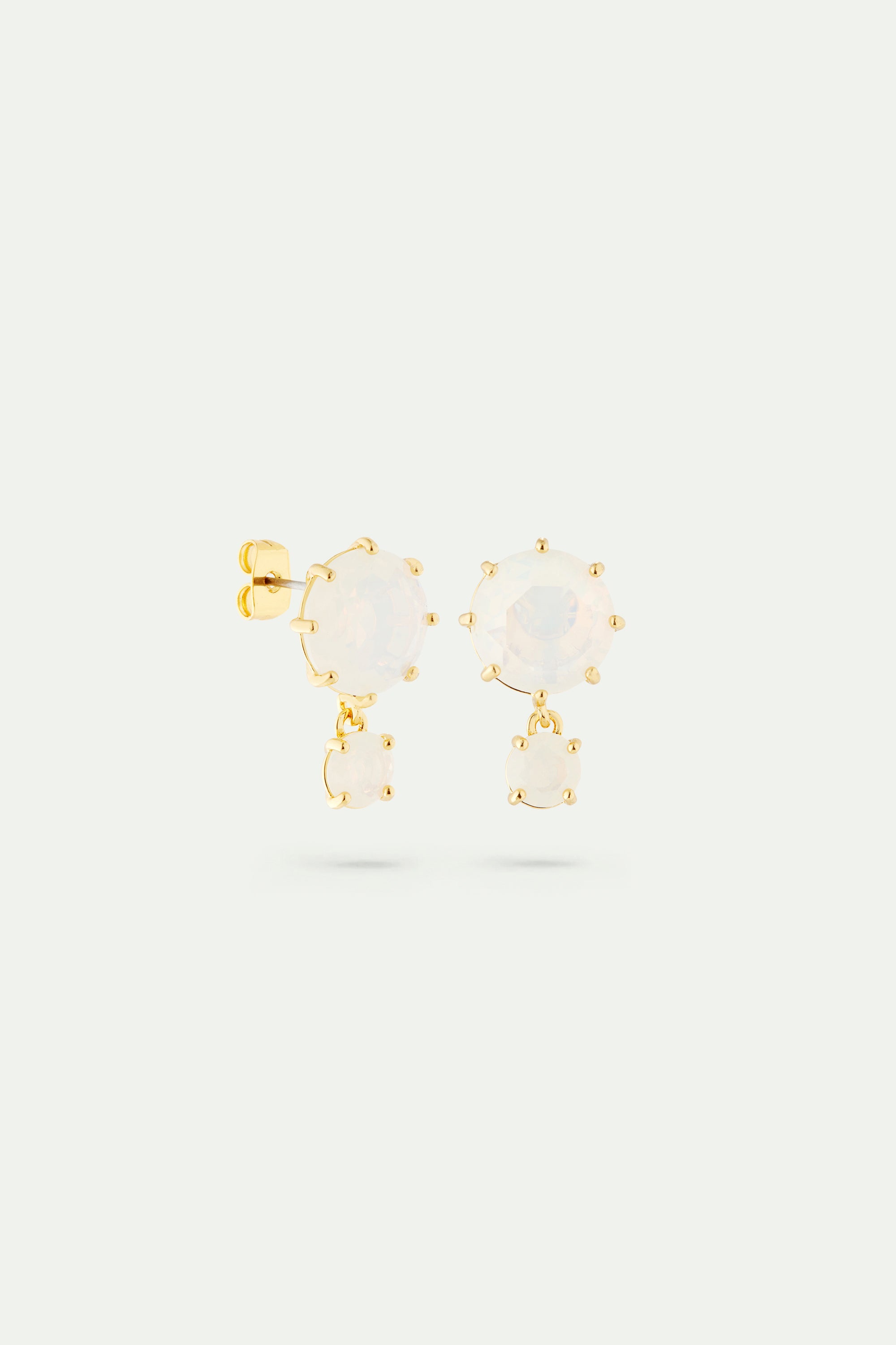 Boucles d'oreilles deux pierres La Diamantine blanc opalescent