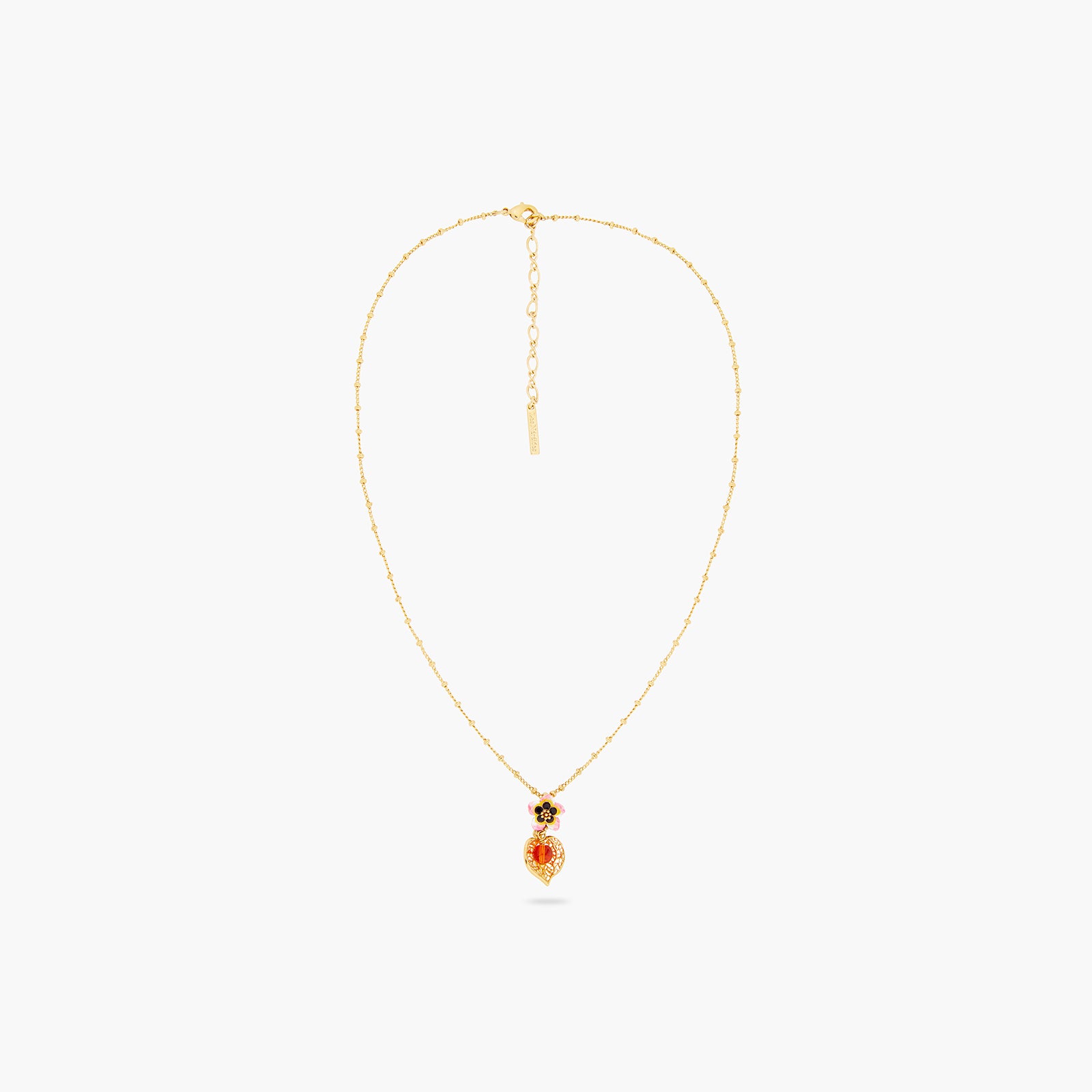 Collier pendentif fleur de tiaré et physalis