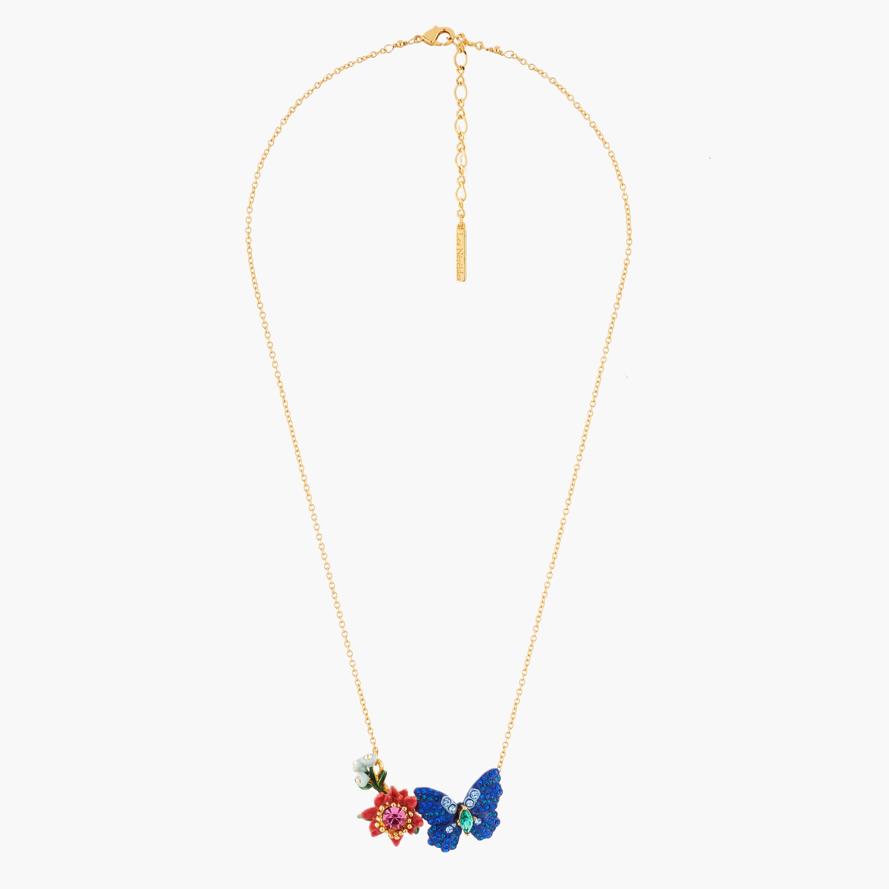 Collier pendentif papillon ulysse et fleurs d'australie