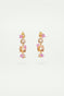 Boucles d'oreilles tiges pendantes fleurs 4 pierres et fleurs la diamantine rose abricot