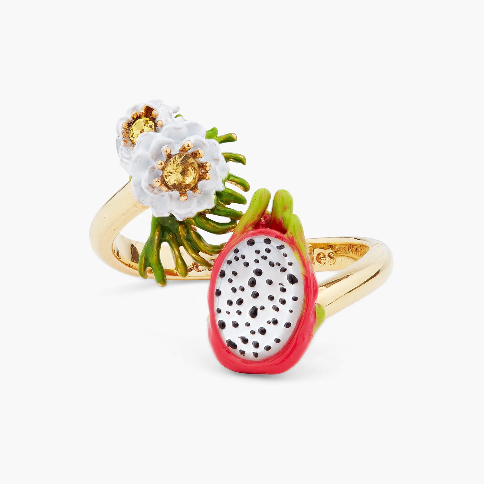 Dragon fruit and pitaya flower you and me adjustable ring