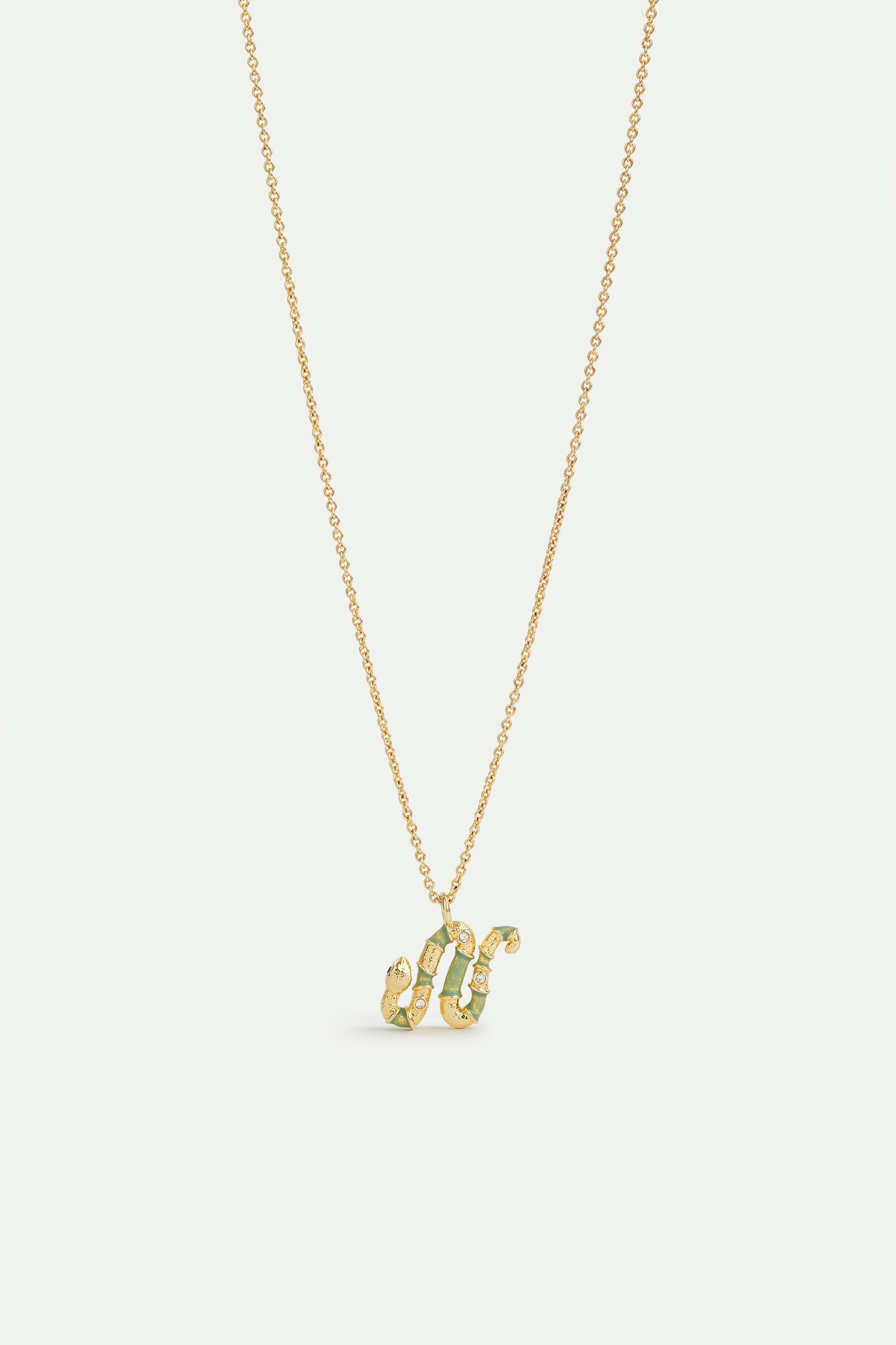 Green snake pendant necklace