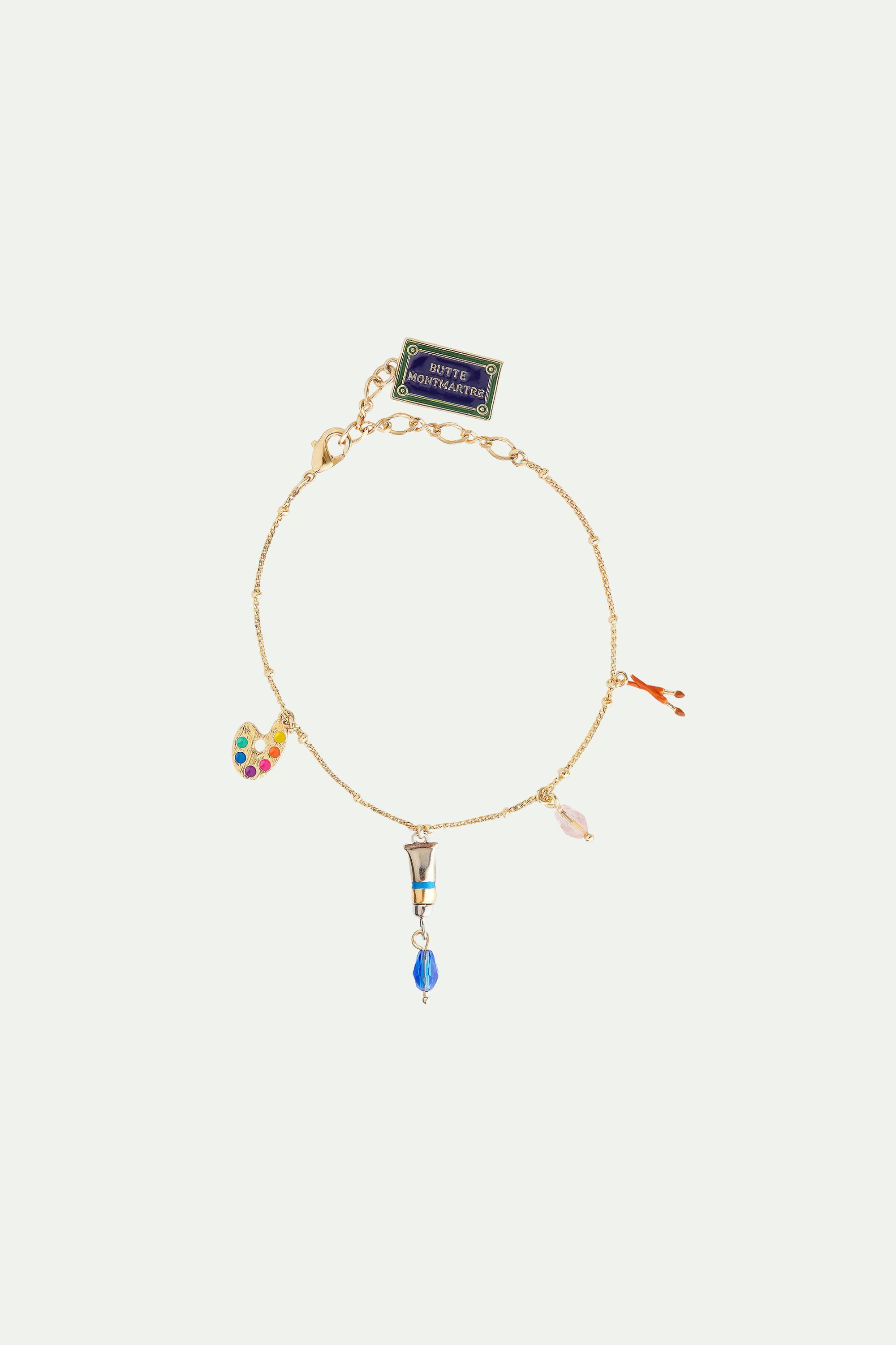 Bracelet charms artiste peintre et plaque montmartre