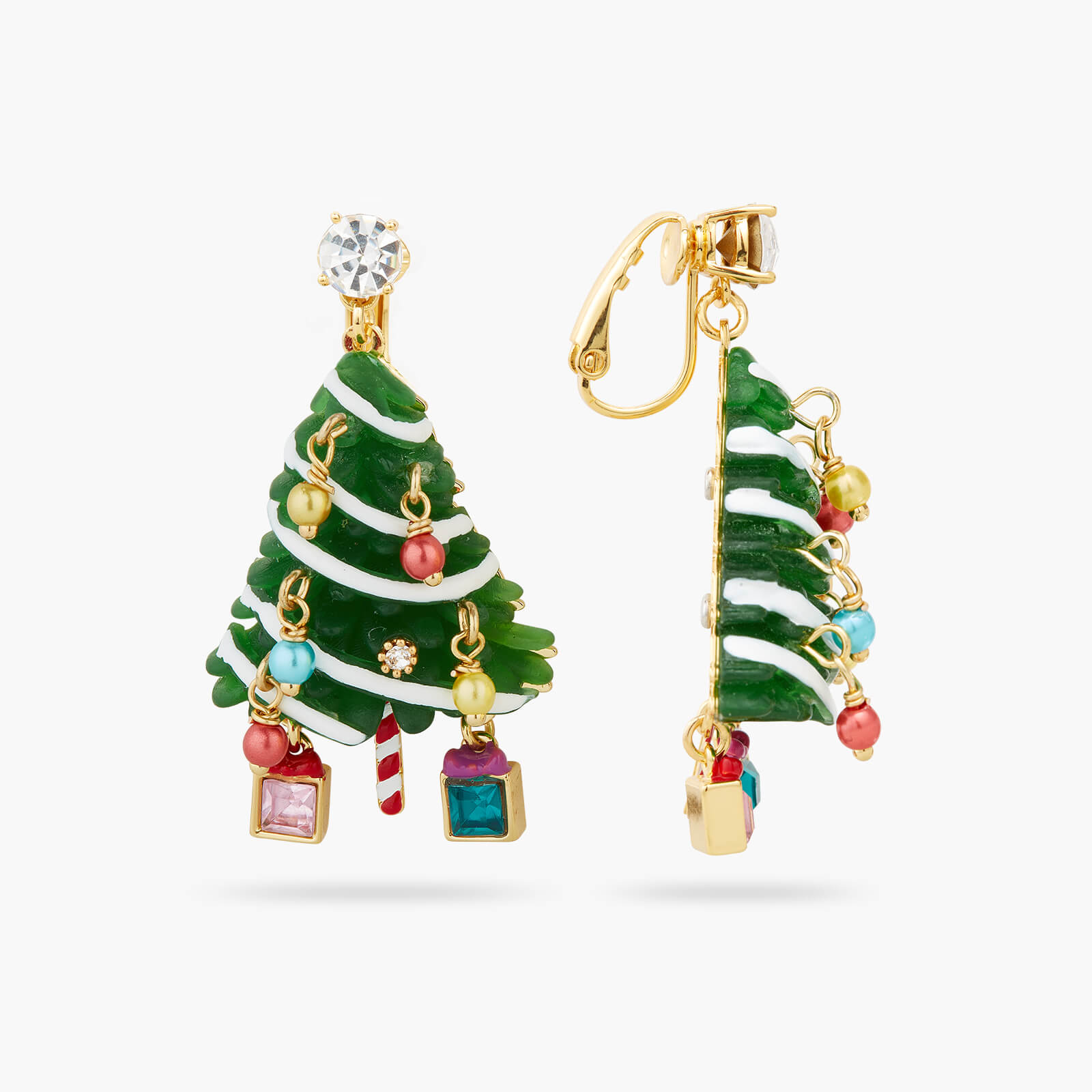 Christmas tree clip-on earrings