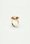 Apricot pink diamantine square solitaire ring