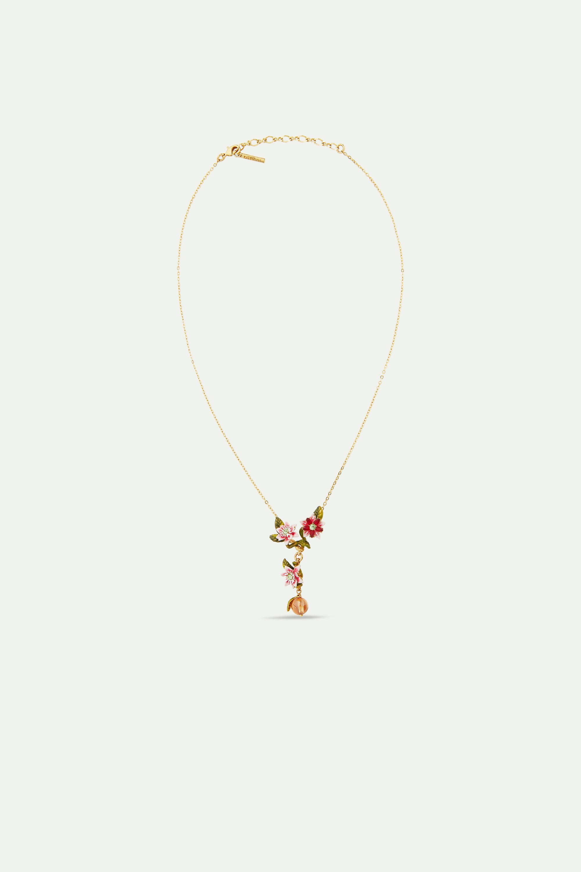 Collier fleurs de Passifore et perle de verre