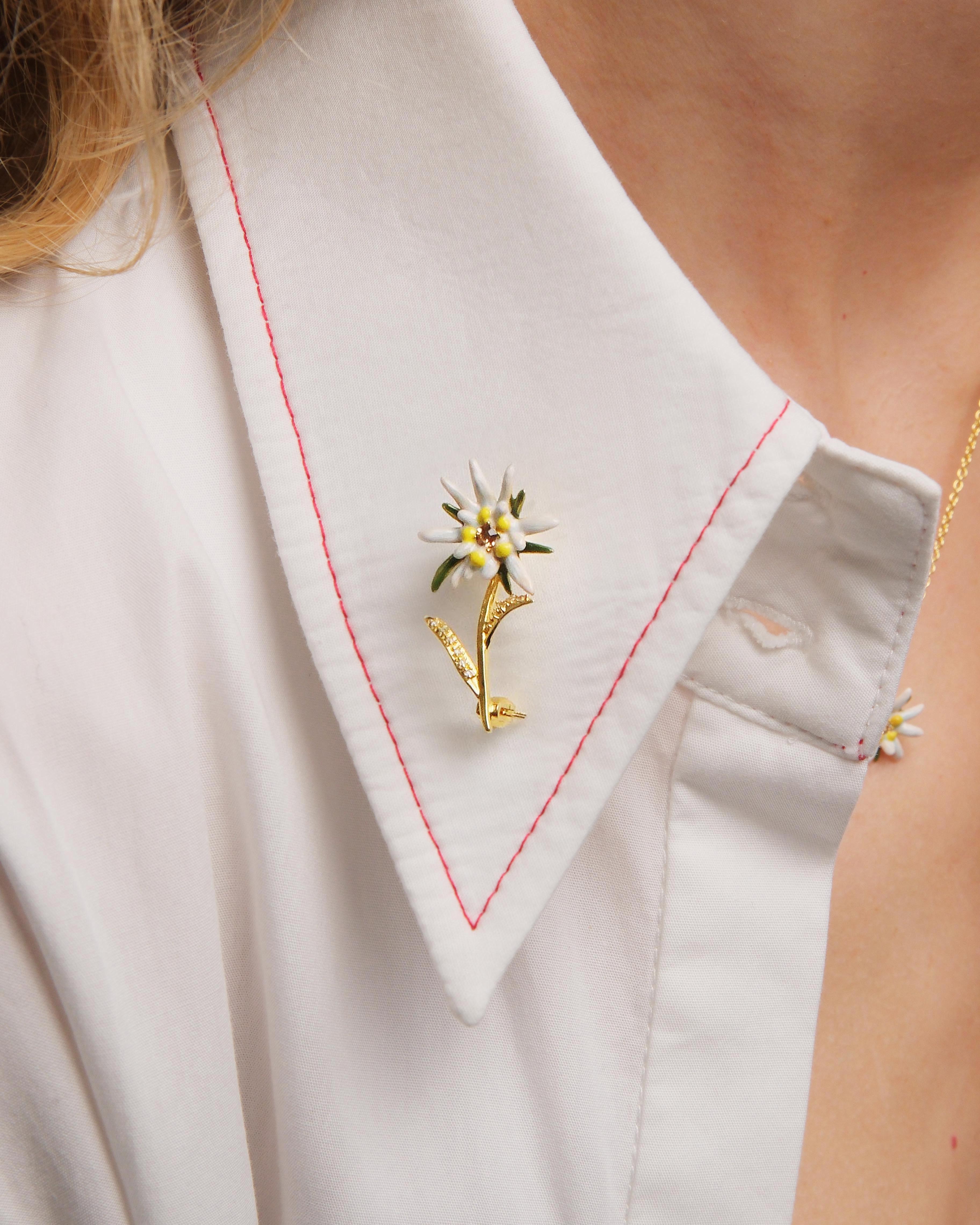 Edelweiss flower brooch