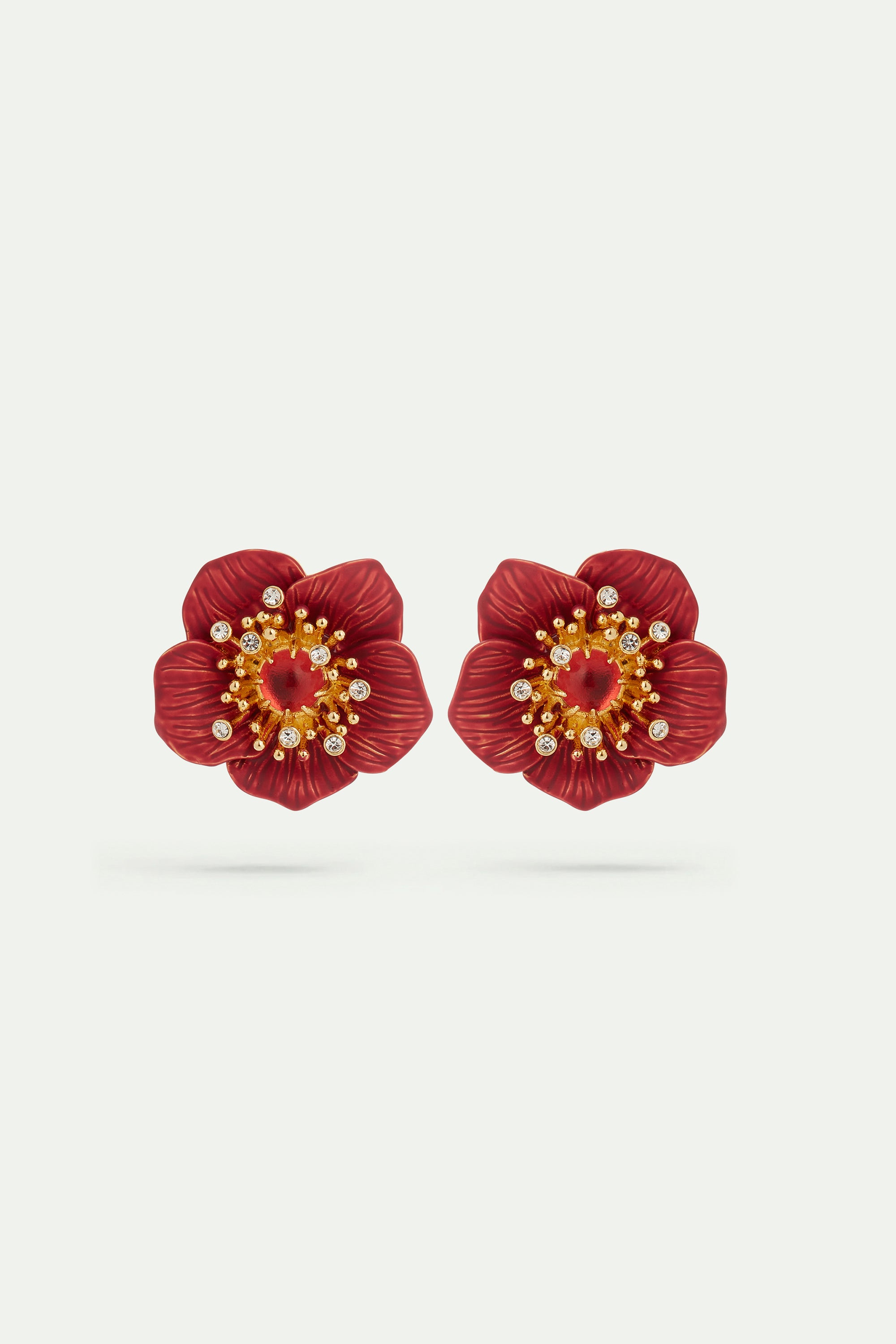 Pendientes flor de eléboro roja de Navidad