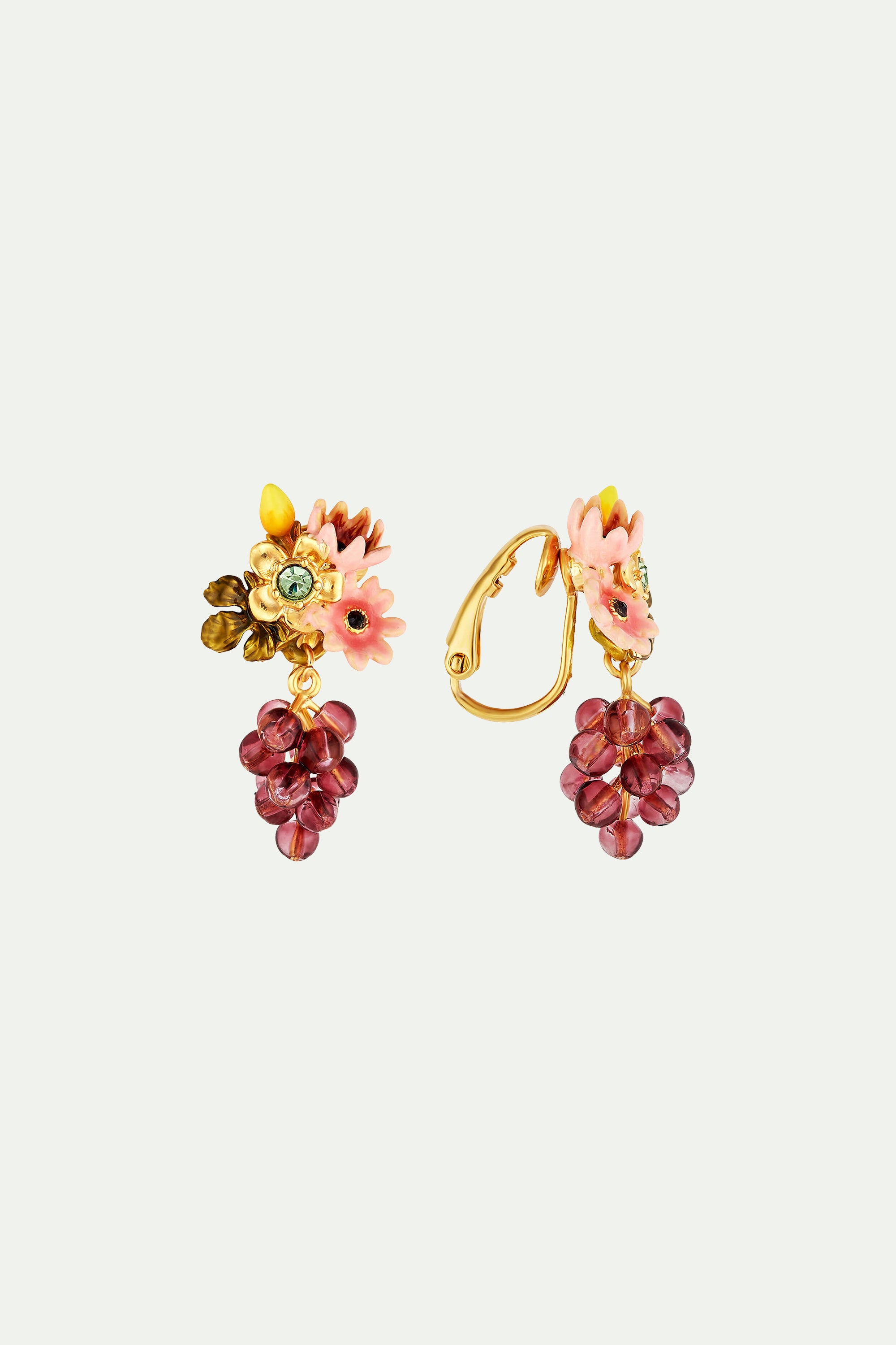 Boucles d'oreilles pendantes tiges fleurs romantiques et grappe de ...