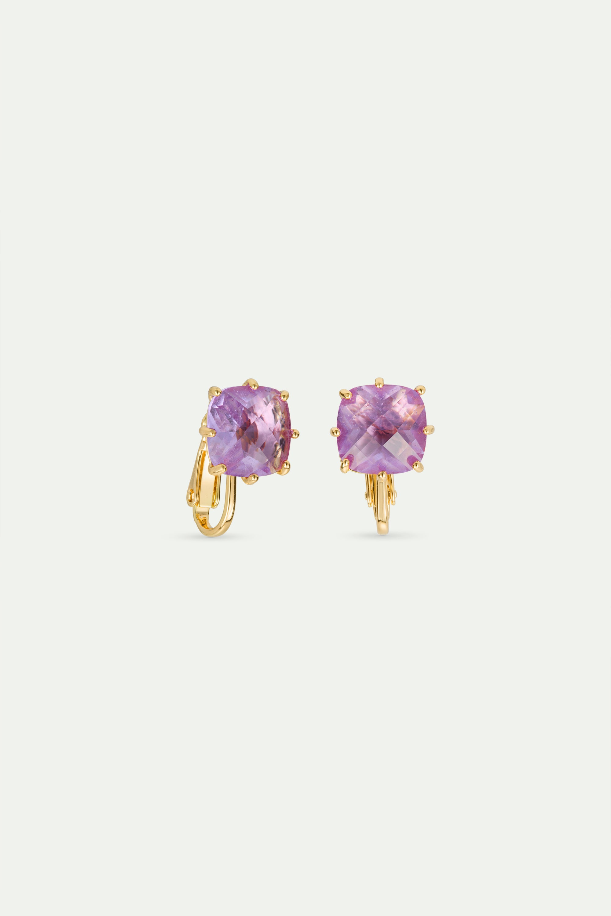 Lavender Diamantine square stone earrings