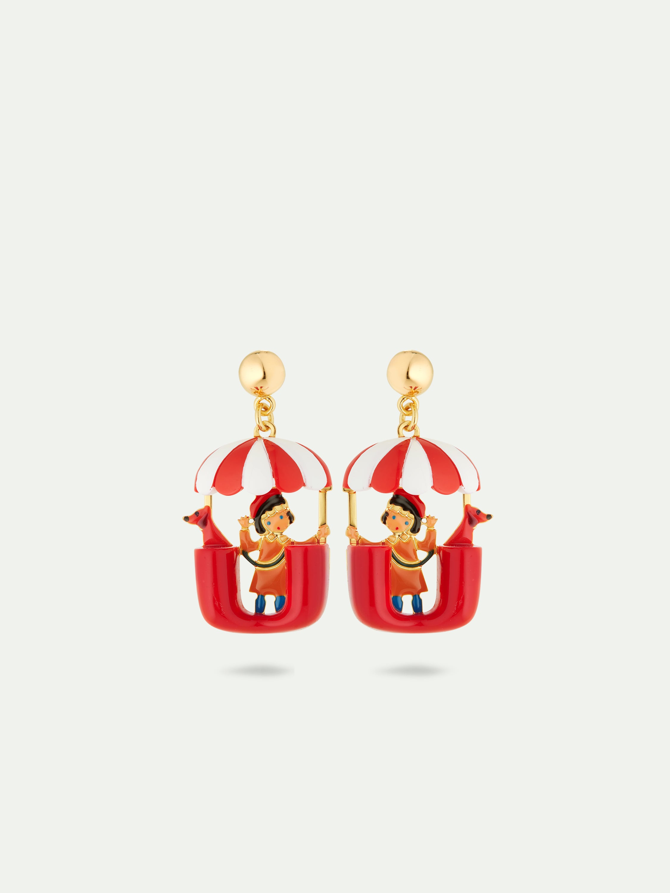 Little girl and dachshund on a ferris wheel earrings