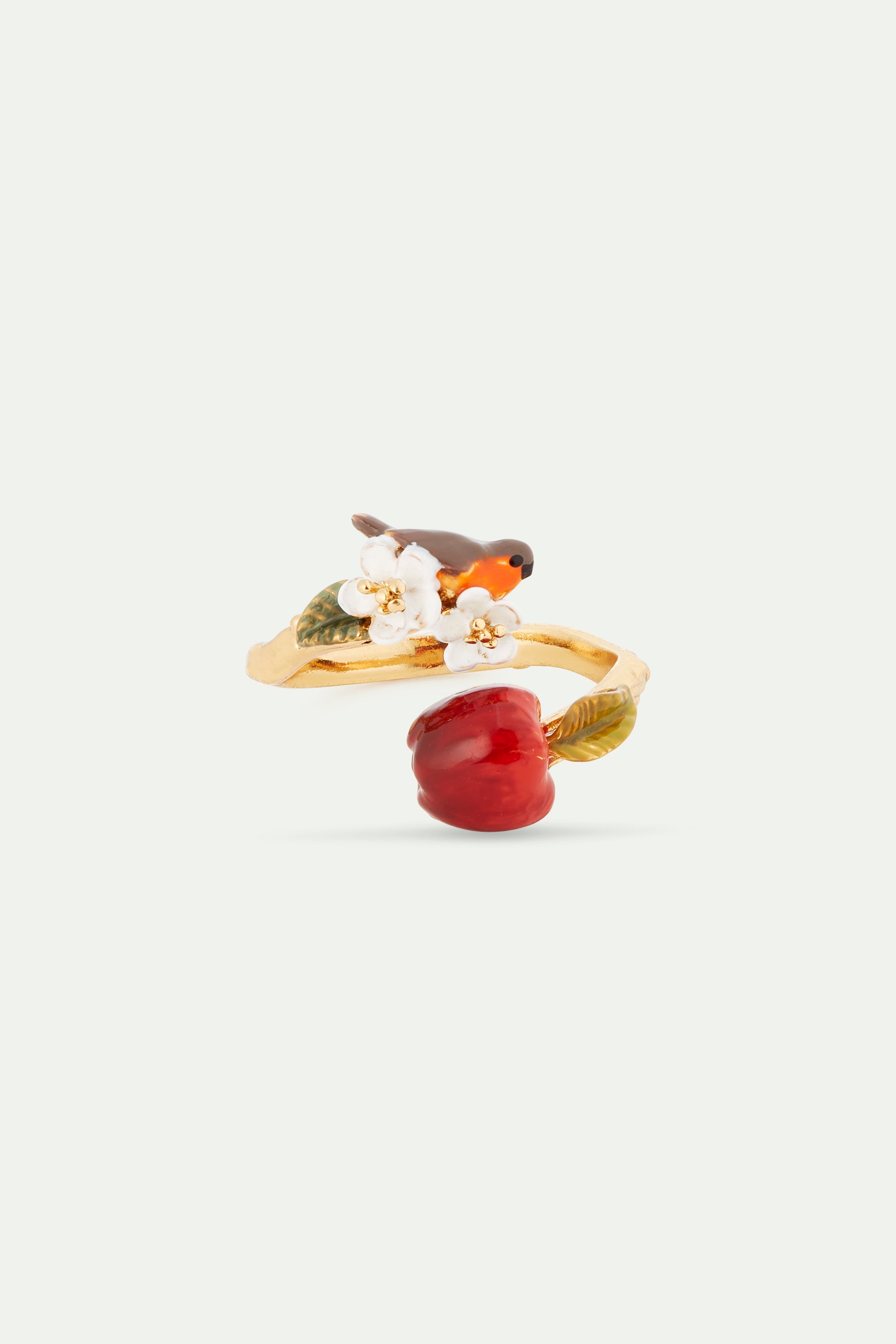 Anillo ajustable petirrojo y manzana