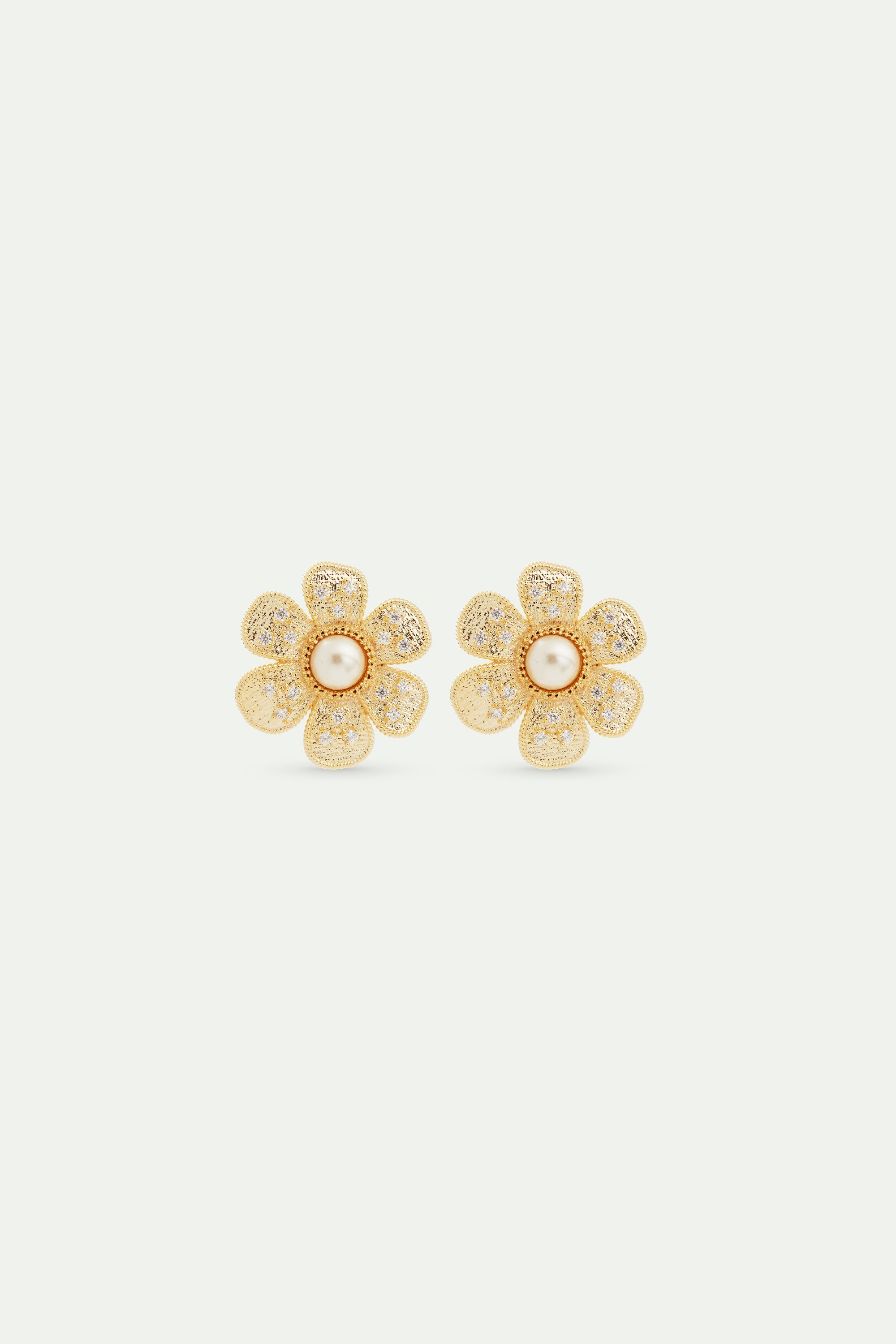 Boucles d'oreilles tiges fleur en laiton doré