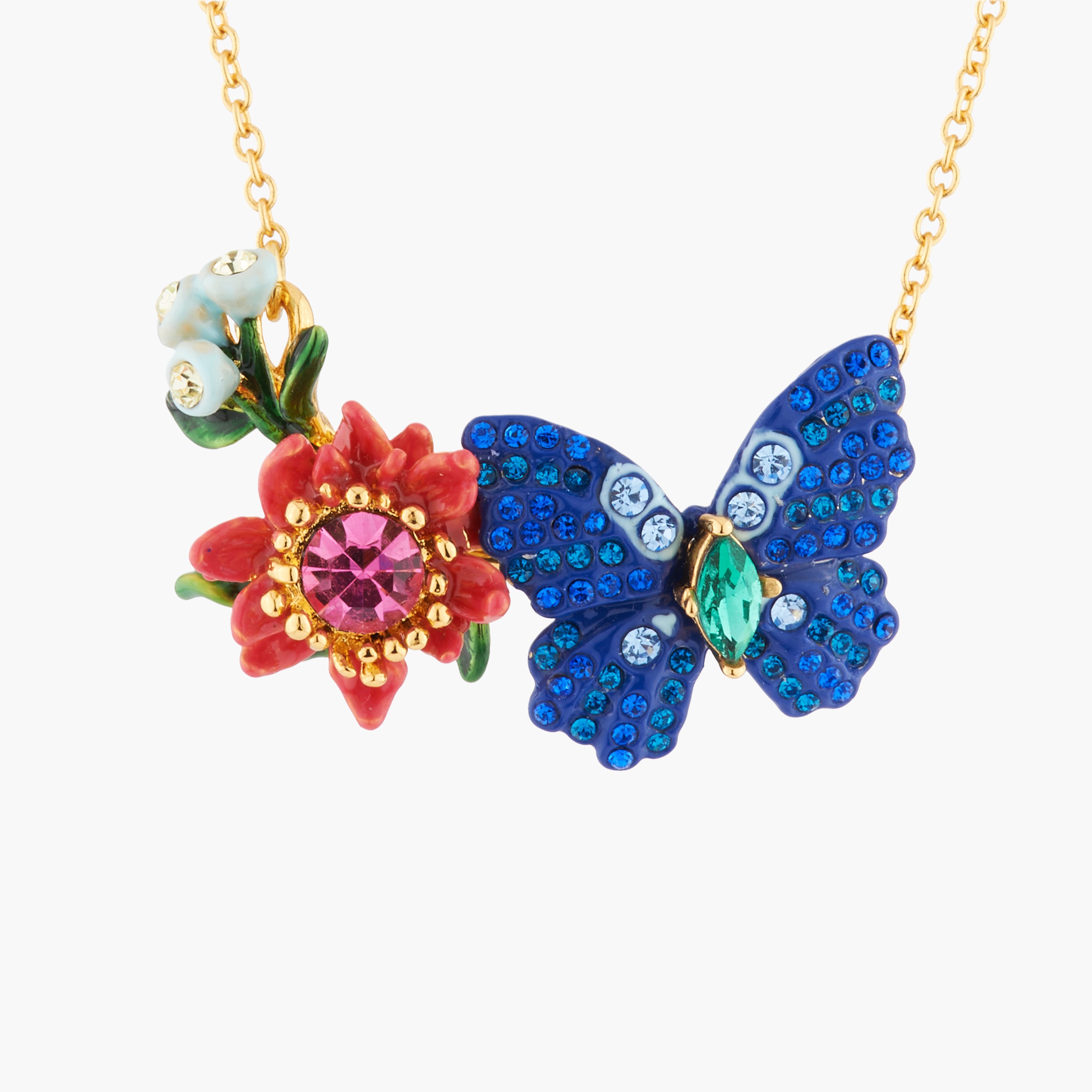 Collier pendentif papillon ulysse et fleurs d'australie