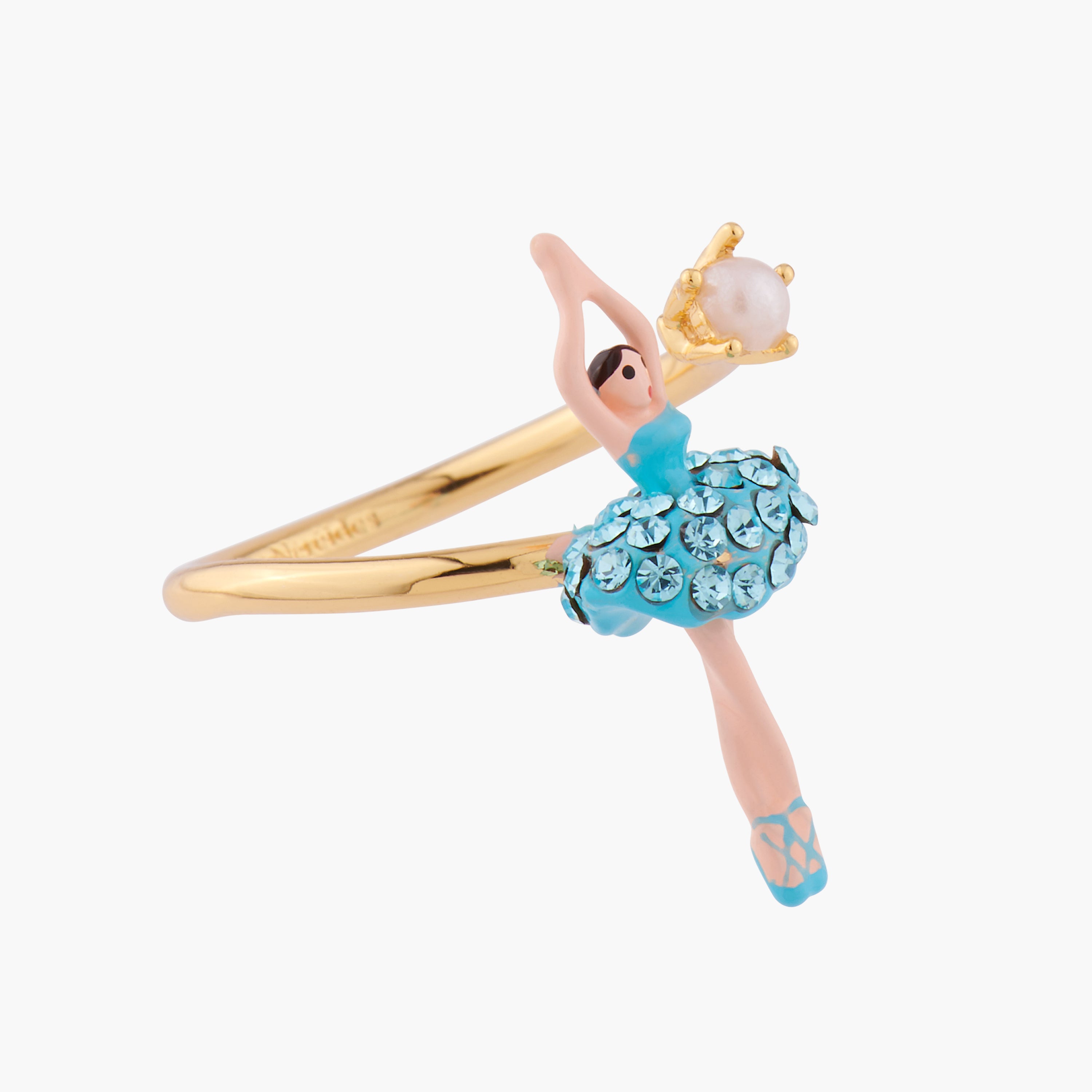 Aquamarine Crystals Mini Ballerina Adjustable Ring