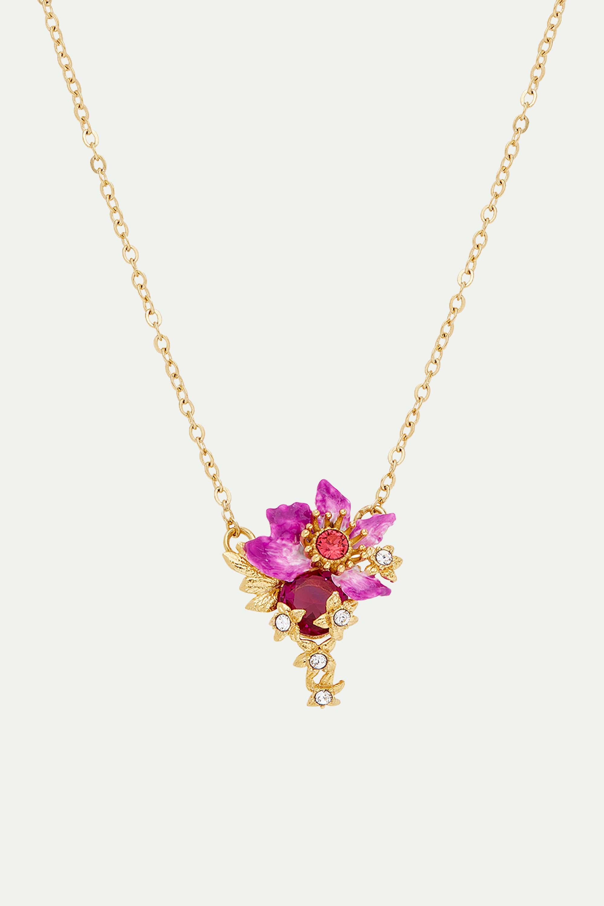 Collier pendentif fleur de Bauhinia violette