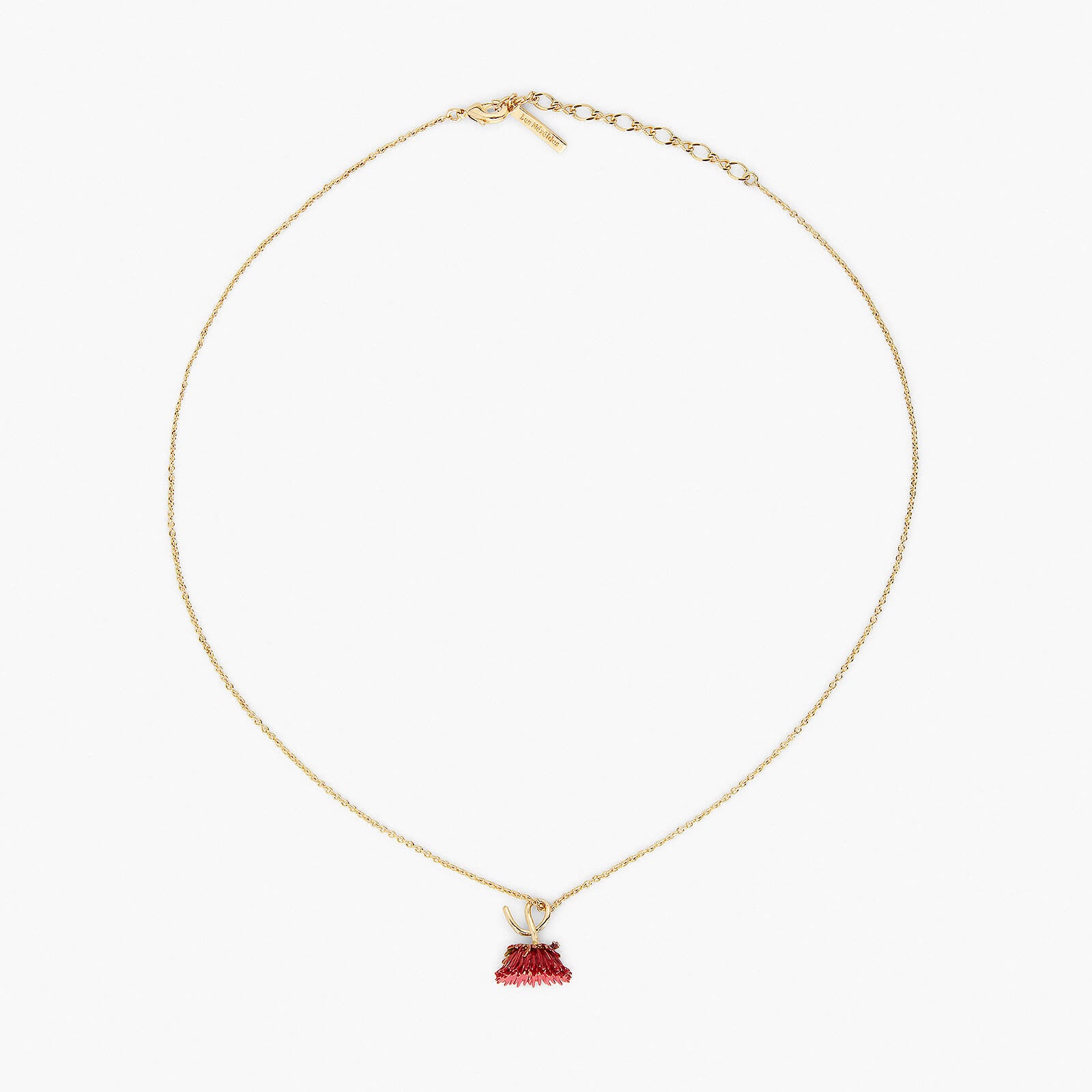 Collier pendentif fleur rouge et cristal taillé