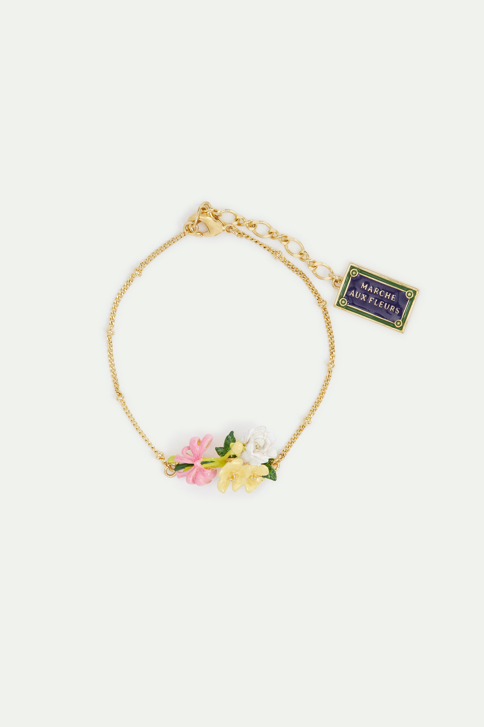 Bracelet fin fleurs et plaque rue de Paris