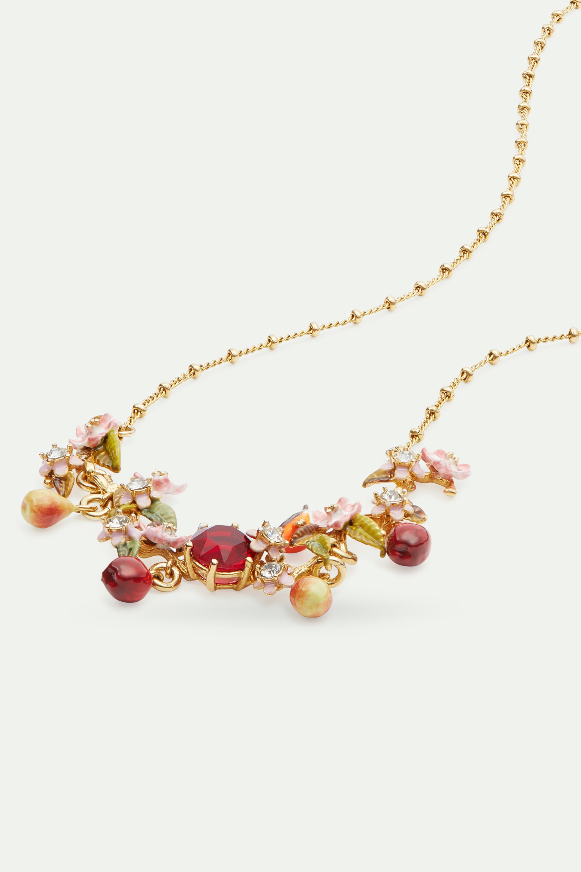 Apple, robin and apple blossom statement necklace