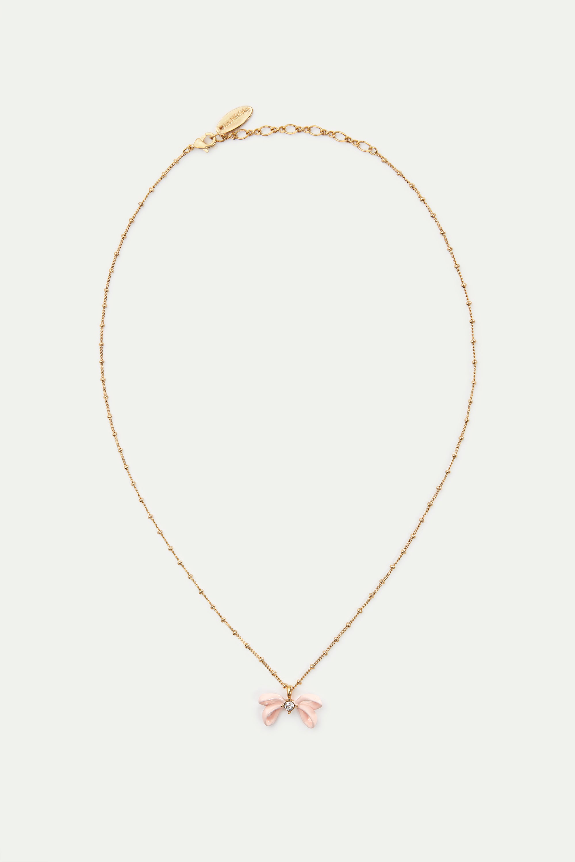 Pink ribbon and crystal pendant necklace