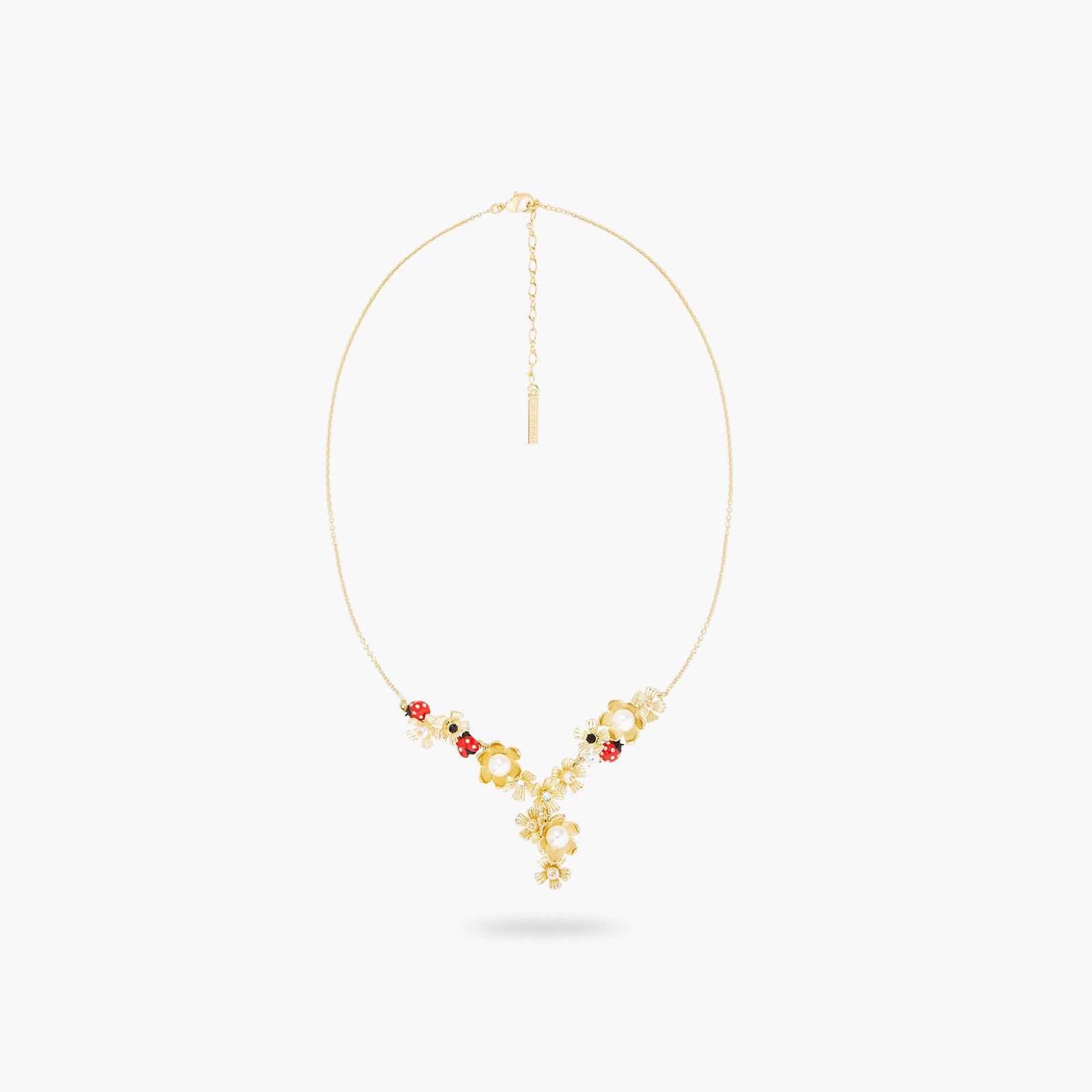 Ladybirds and wood anemone statement necklace