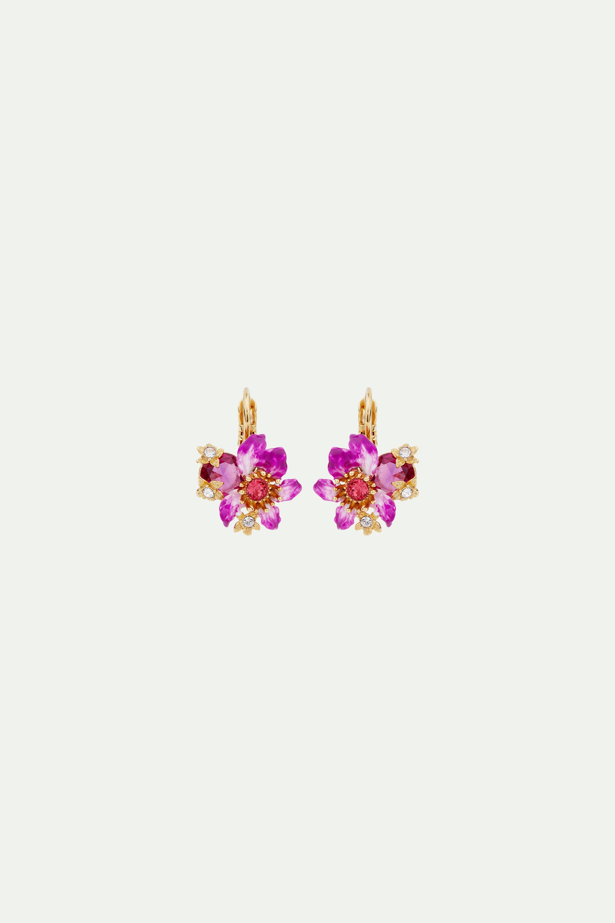 Purple bauhinia flower sleeper earrings