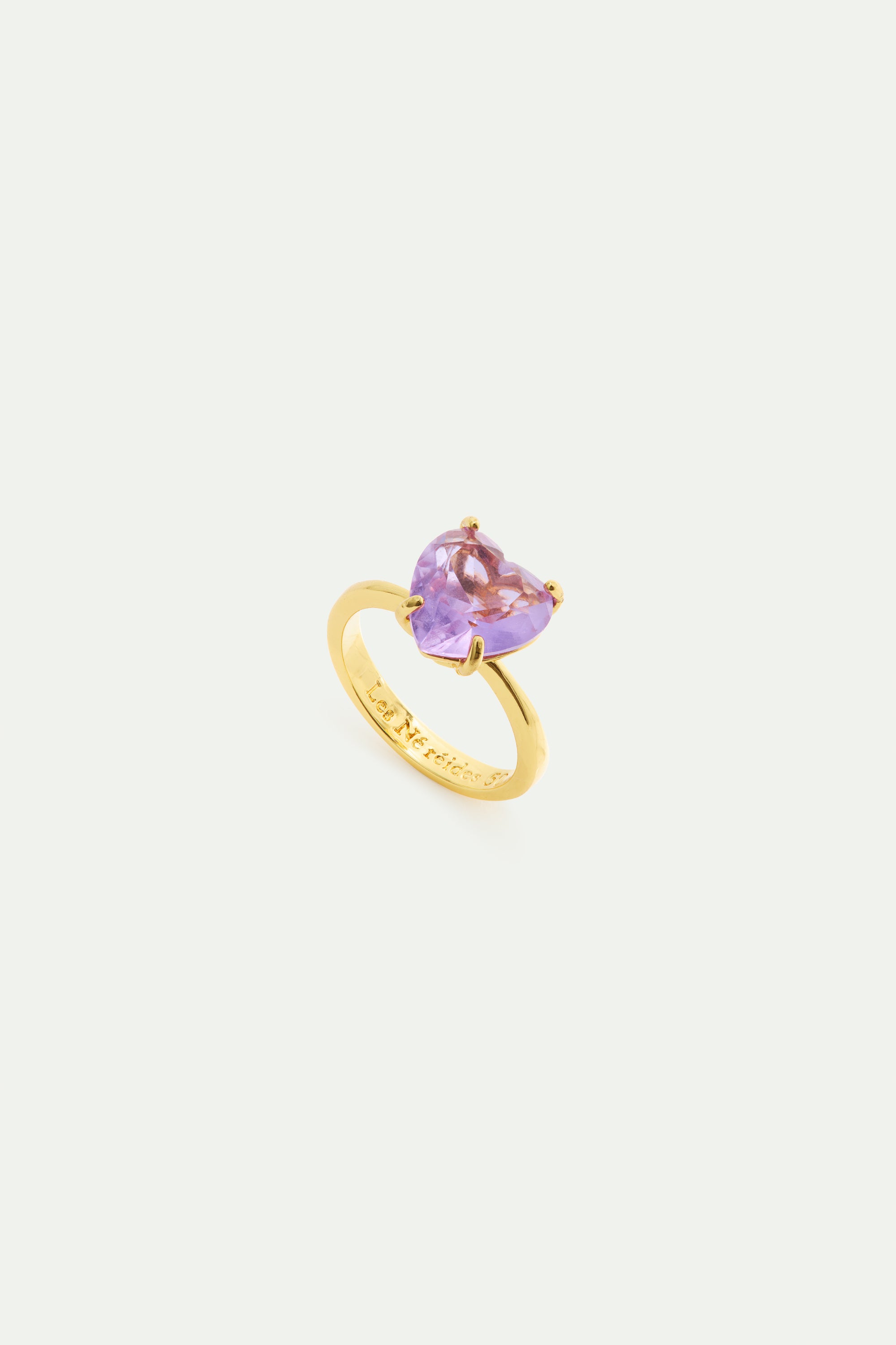 Anillo solitario piedra corazón La Diamantine lavanda