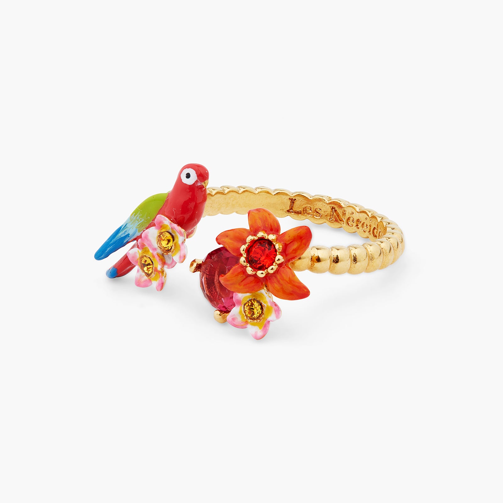 Parrot and flower you and me adjustable ring