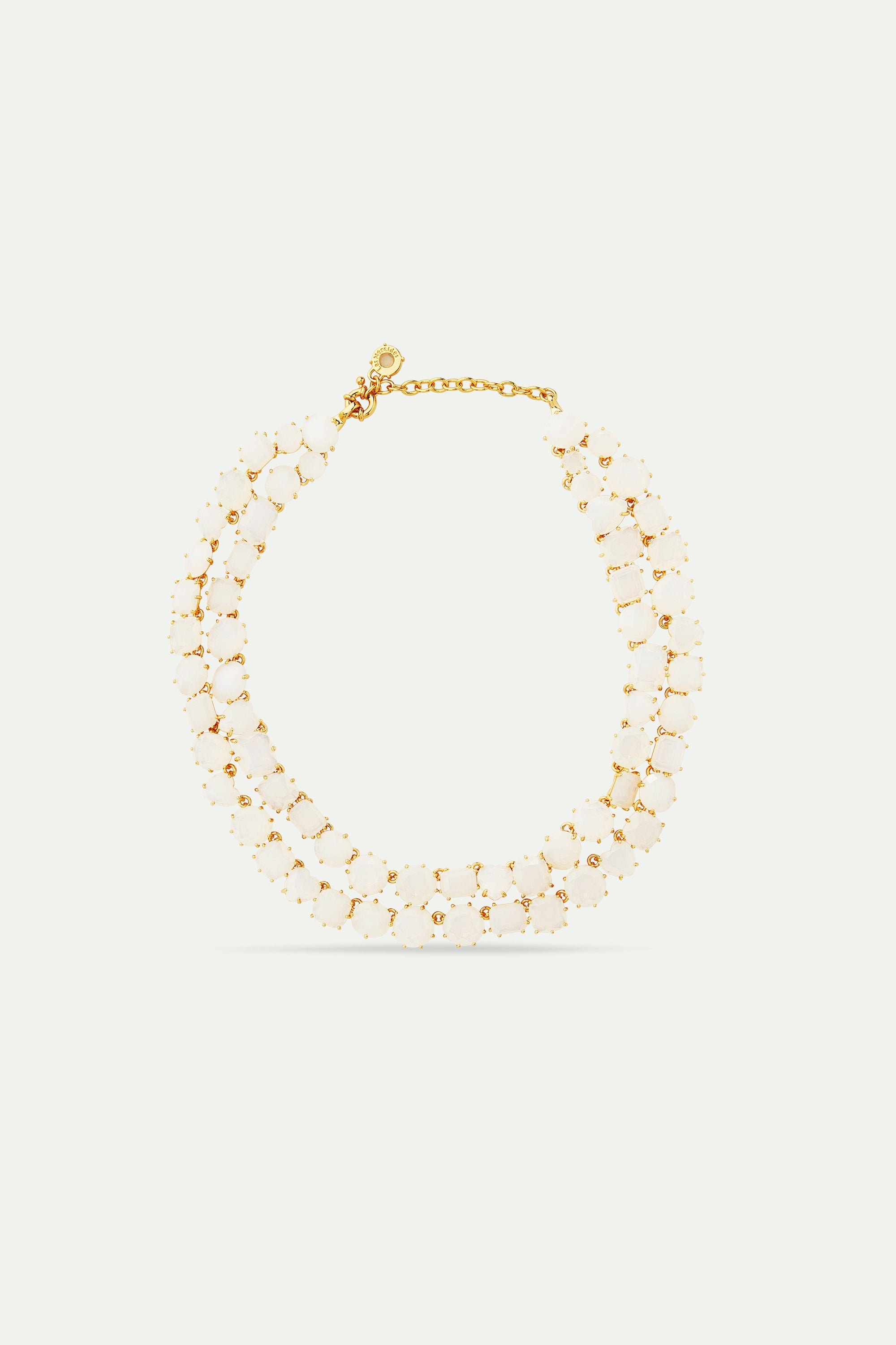 Collier luxe deux rangs La Diamantine blanc opalescent