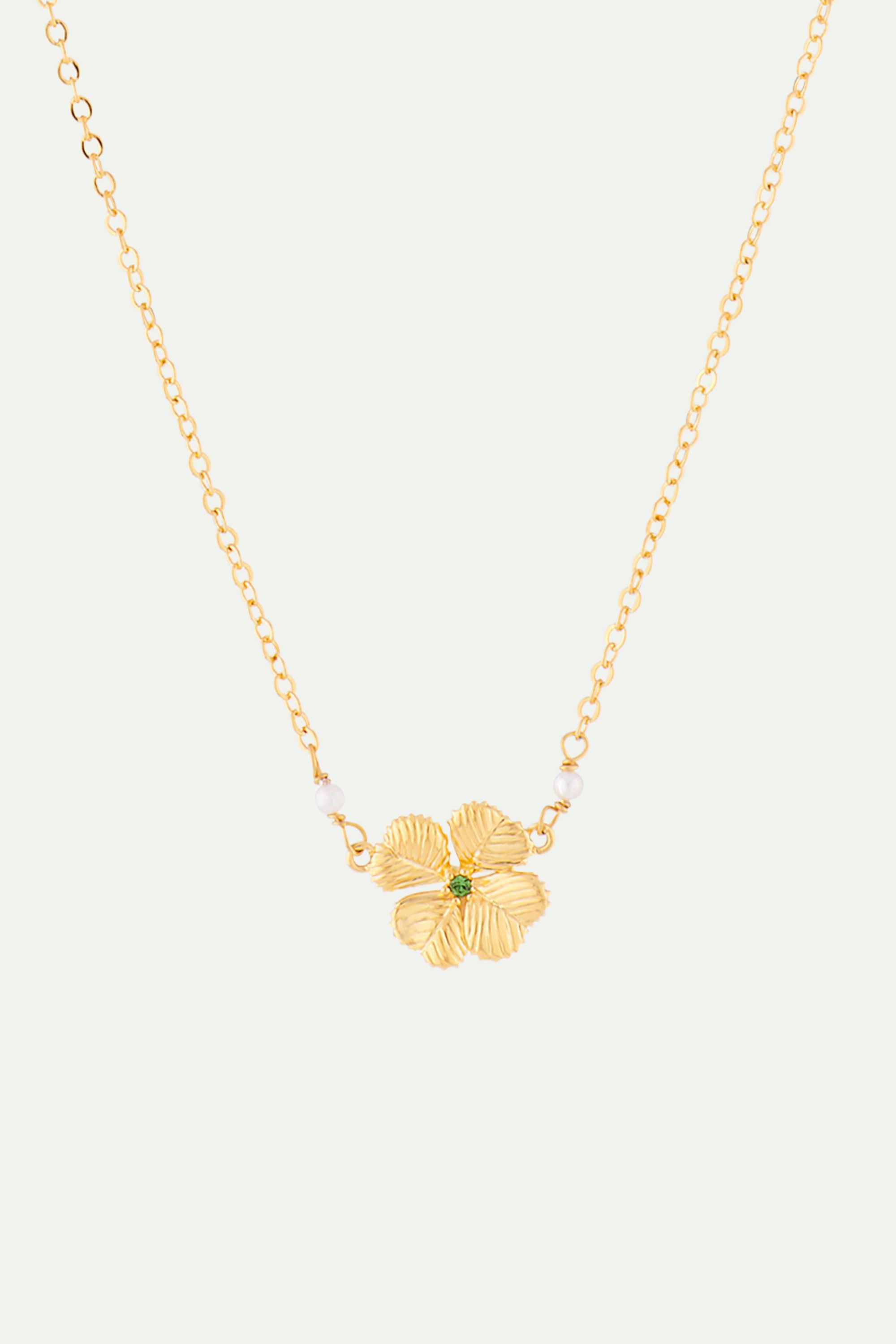 Clover and Crystal Pendant Necklace