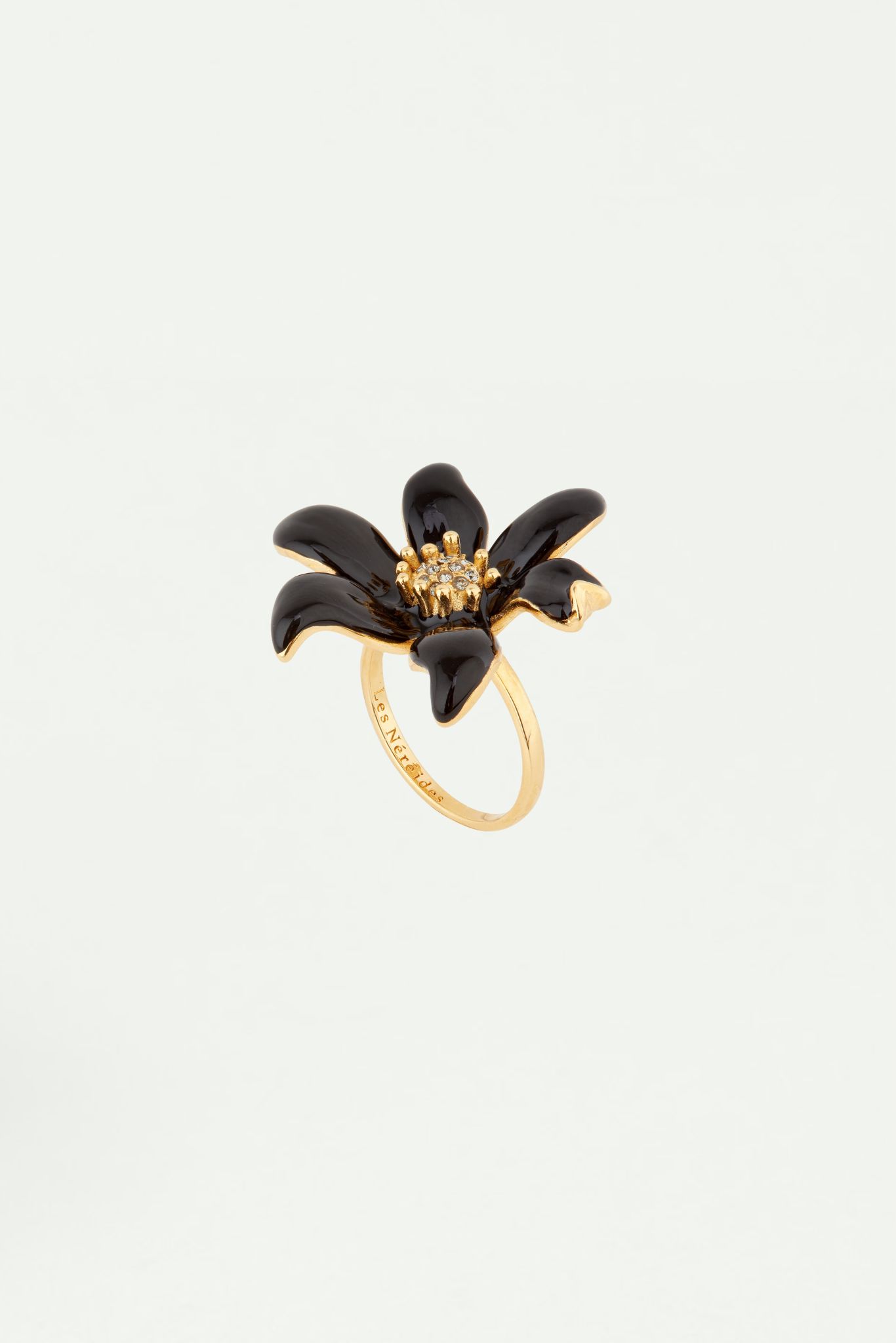 Black lily cocktail ring