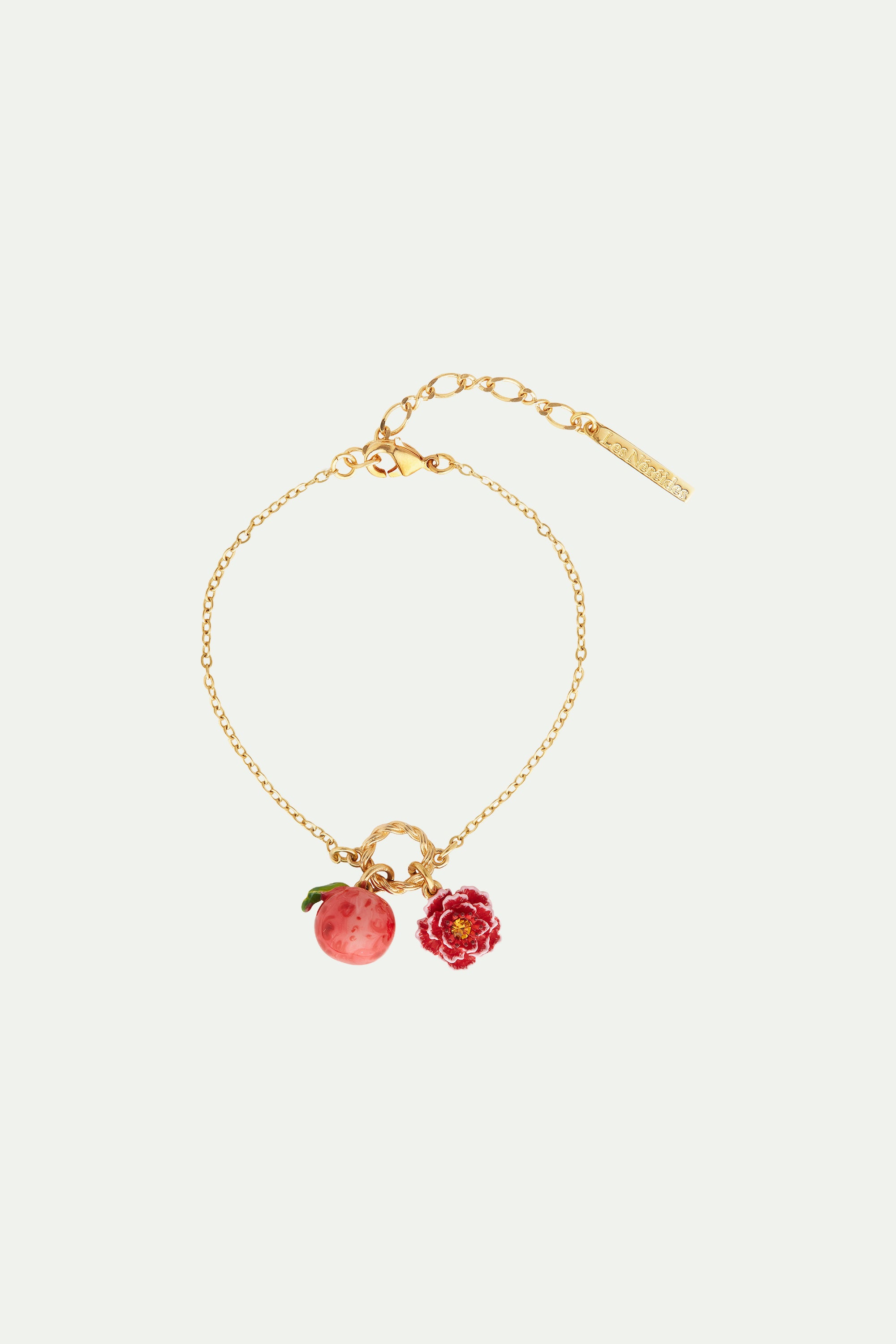 Pulsera fina Melocotón y Flor de melocotonero 